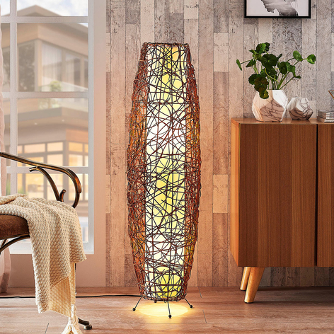 Lampadaire Nias en rotin et en tissu