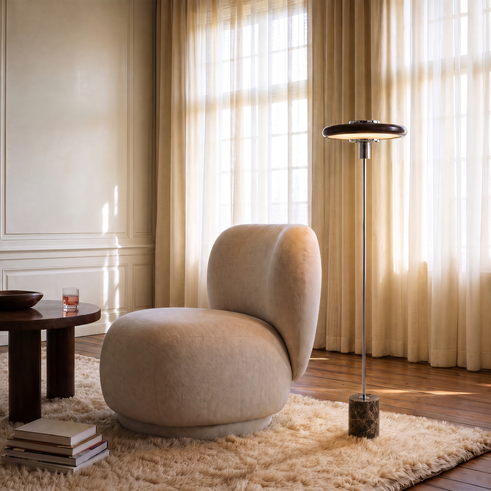 Lampa stojąca Lindby Branford, styl retro, brązowa, metal/marmur Lampa stojąca Lindby Branford, styl retro, brązowa, metal/marmur