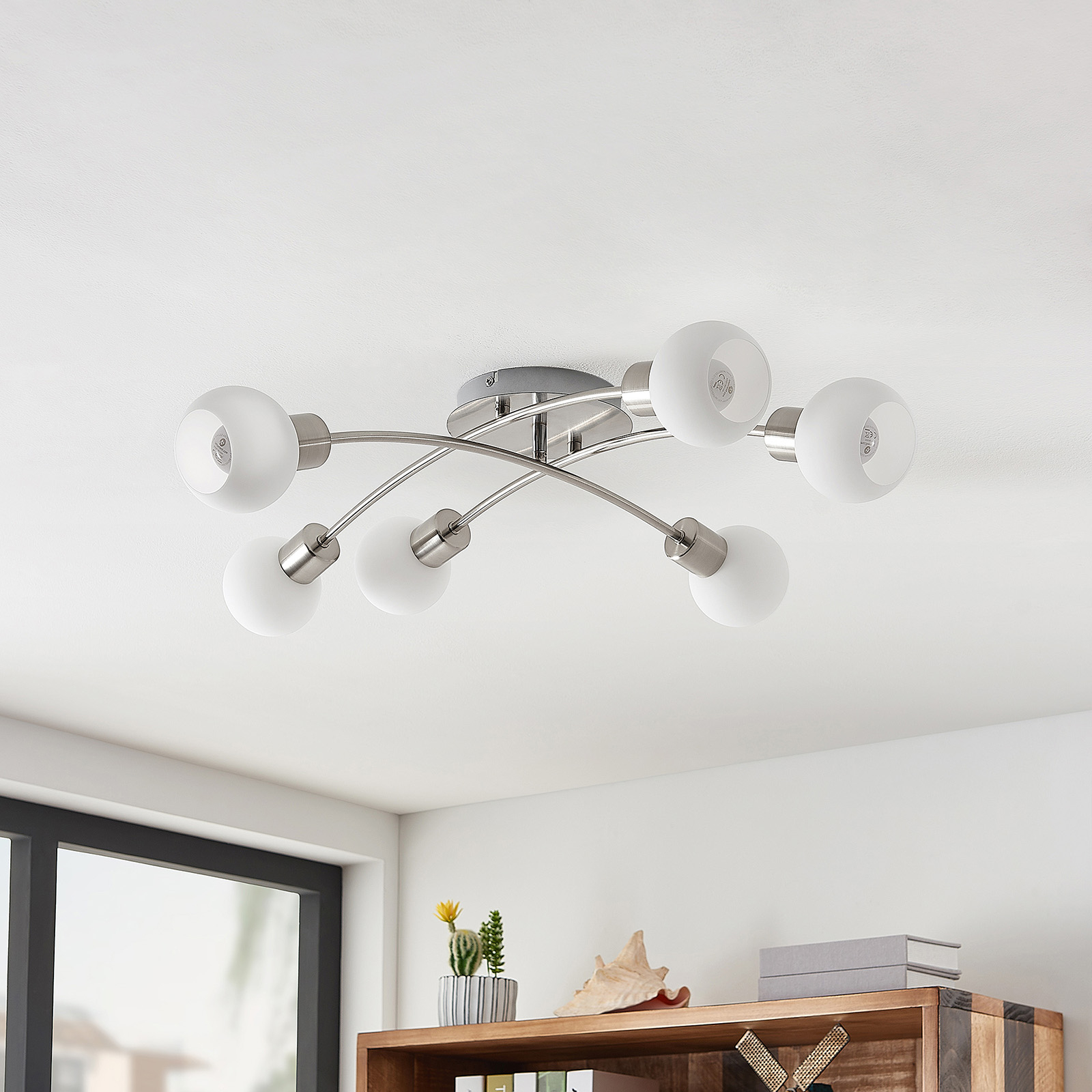 Agmar 6 Ceiling Lamp Nickel - Lindby
