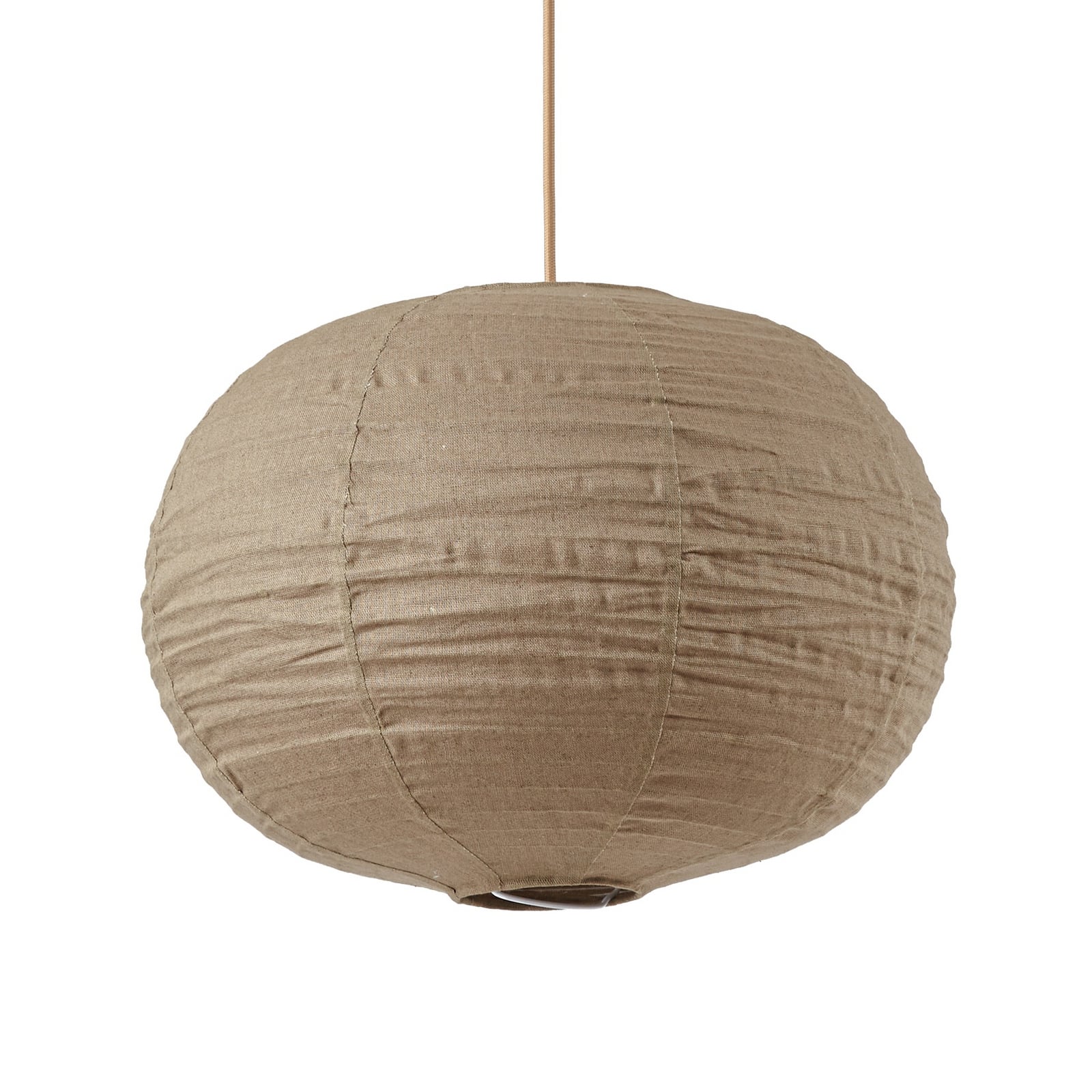 Suspension Lindby « Autumn », taupe, Ø 40 cm, lin, forme sphérique