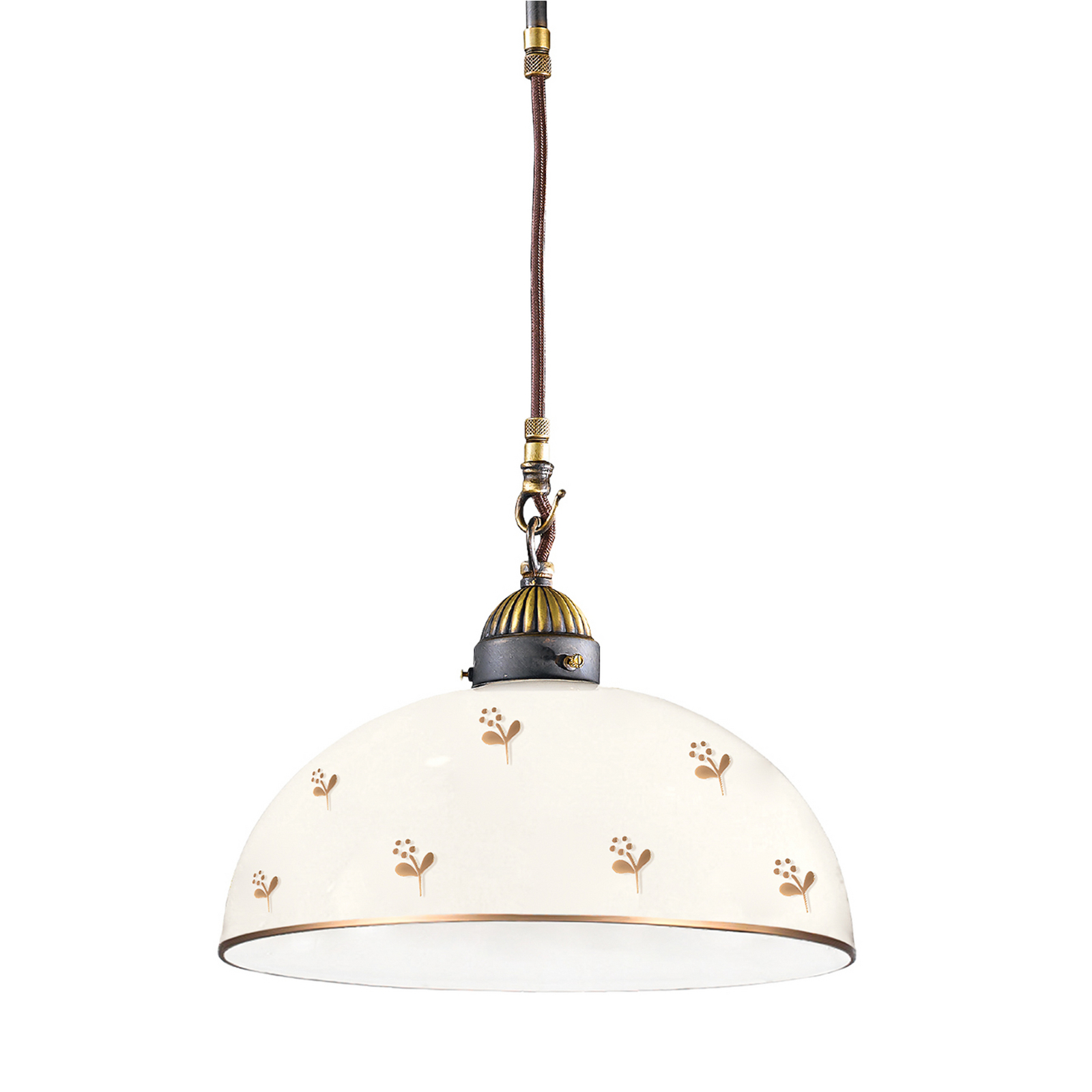 KOLARZ Hängelampe Nonna Ø 30 cm Blume goldfarben Rand glatt