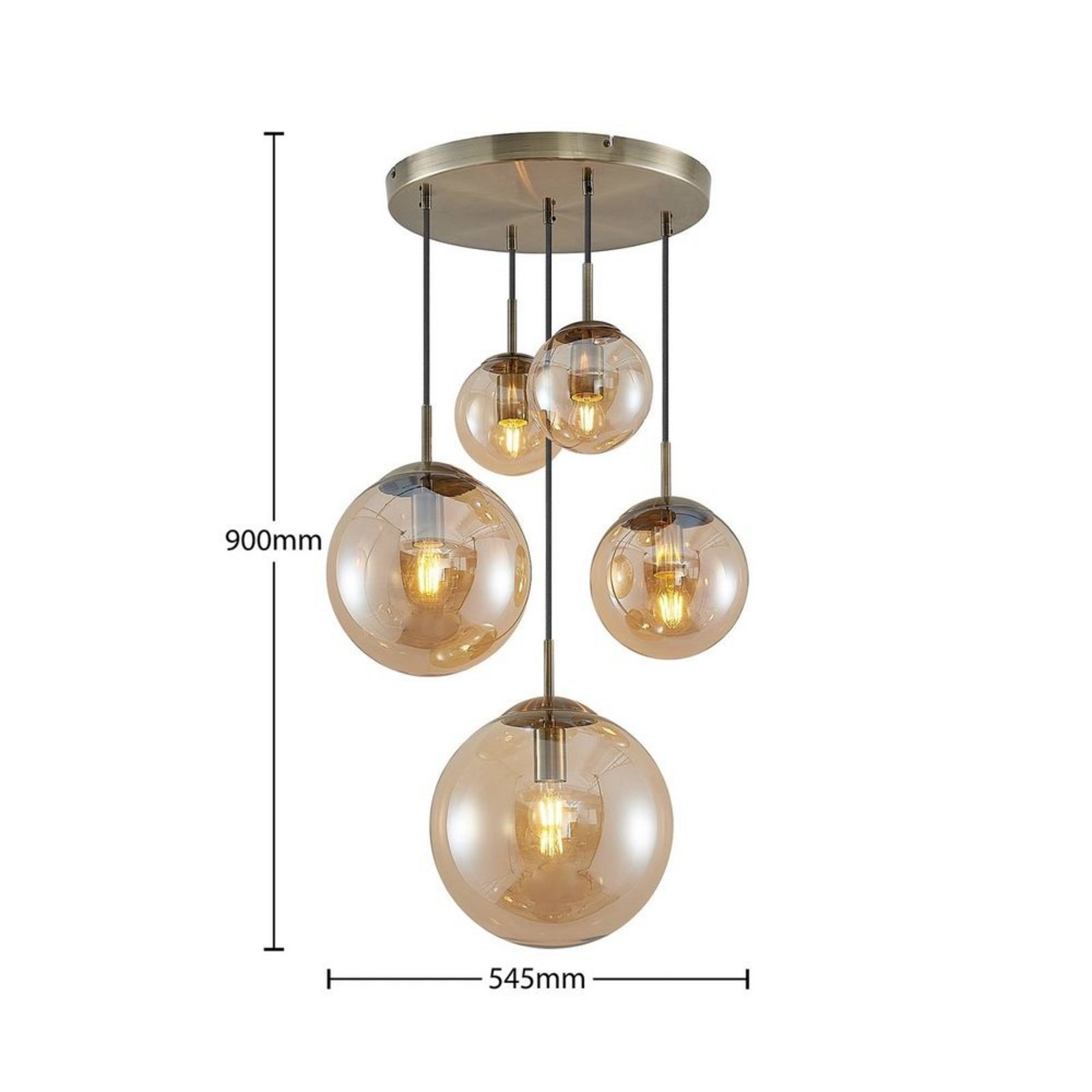 Teeja 5 Cluster Candeeiro Suspenso Amber - Lindby