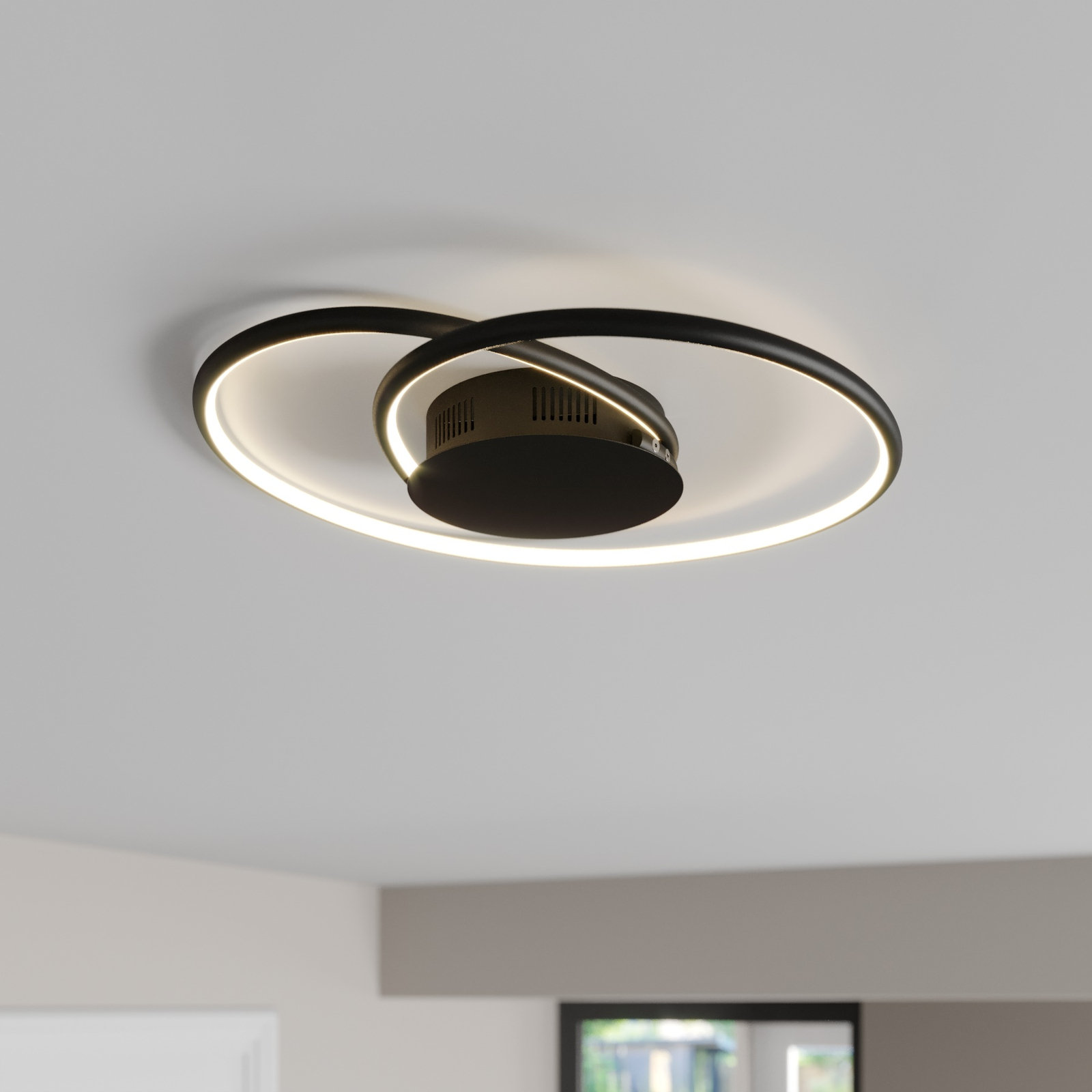 Lindby Joline LED-Deckenleuchte, schwarz, 45 cm