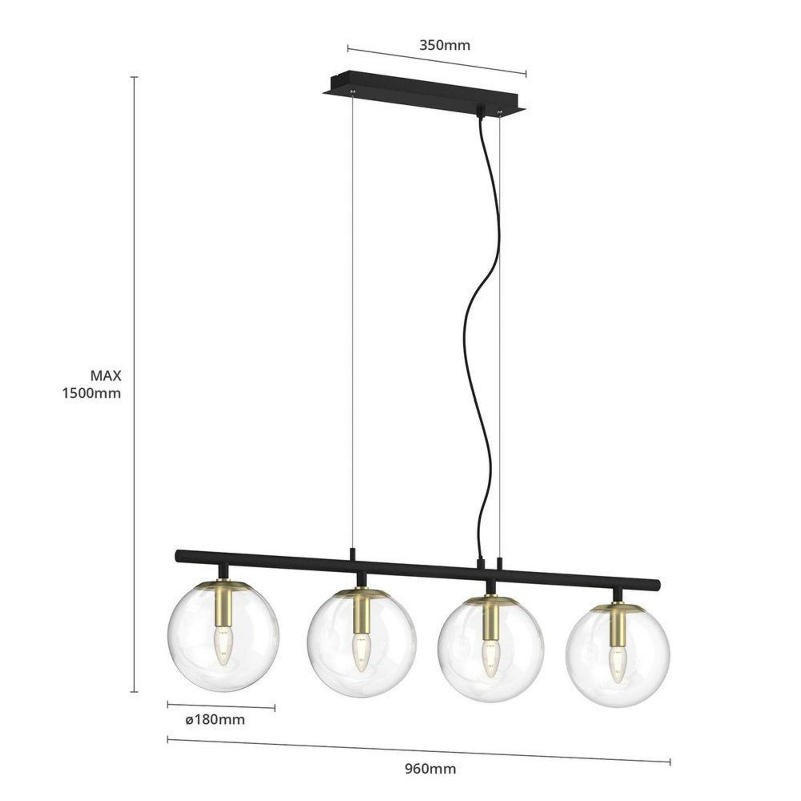 Sotiana 4 Lustră Pendul Brass - Lucande