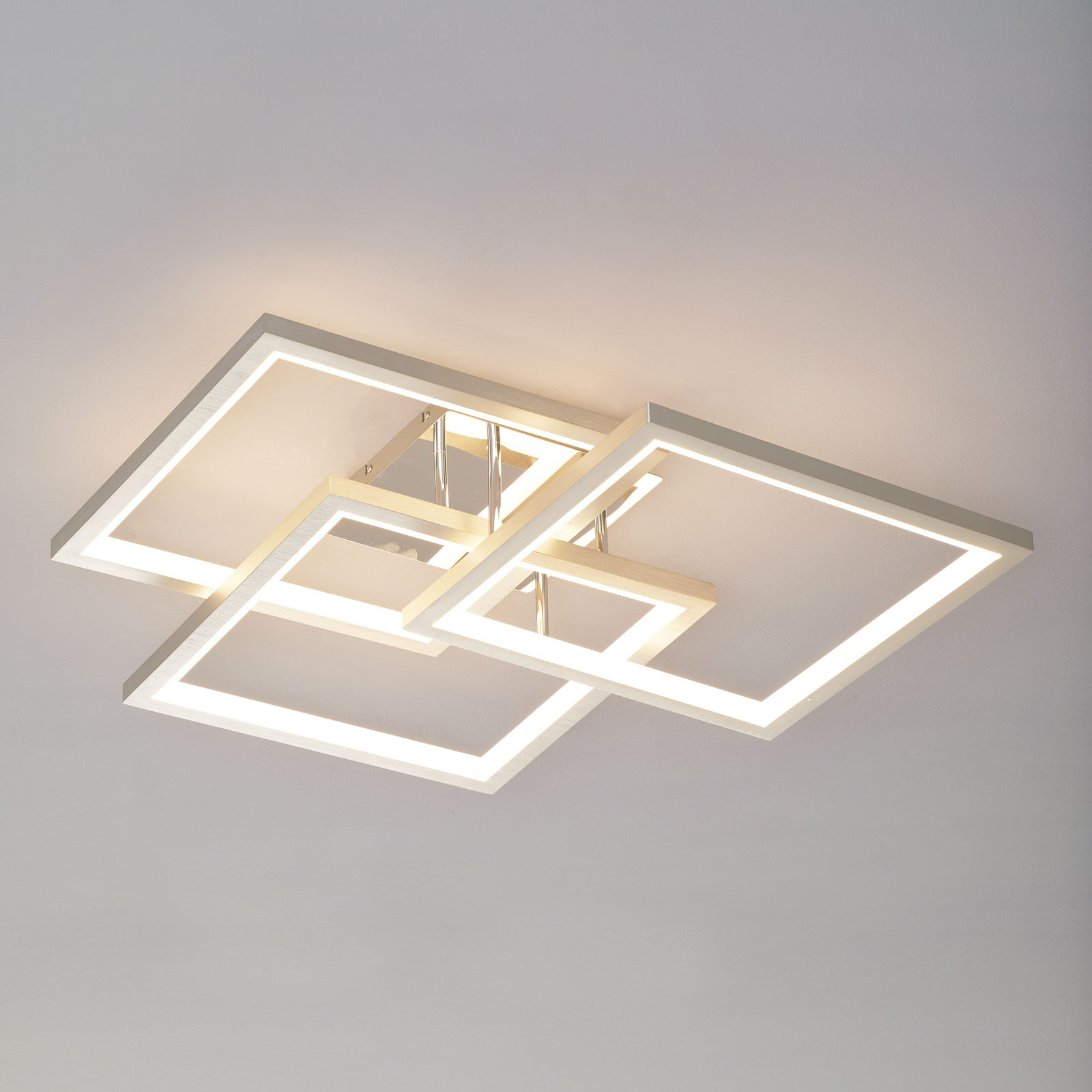 Wofi Powerful Viso LED ceiling light, dimmable, for Living / Dining Room, metal, aluminium, acrylic, 86.4 W, energy efficiency: A+, L: 70 cm, W: 70 cm, H: 17.5 cm