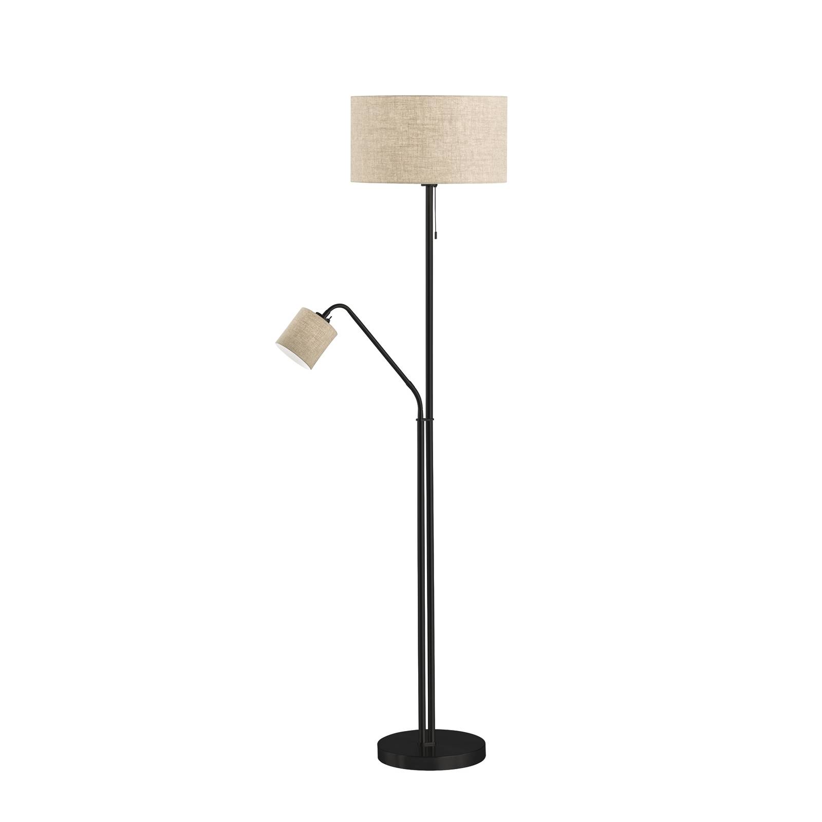 Lampadaire Lotti avec liseuse abat-jour en tissu