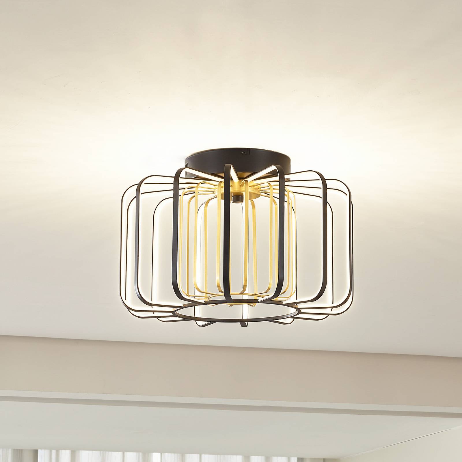 Lampa sufitowa Lucande LED Birger wysokość 25,5 cm czarny/złoty