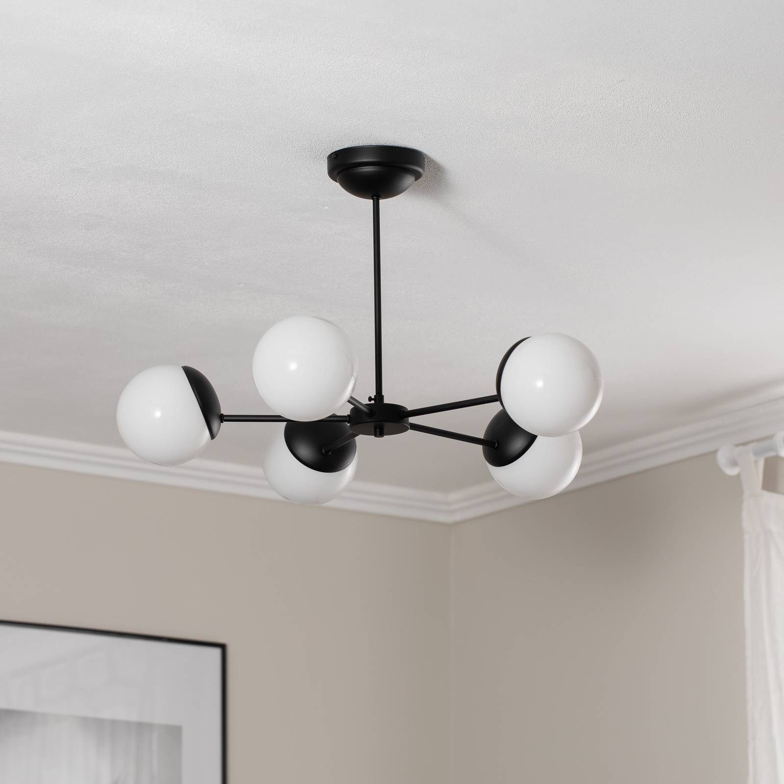 Lampa sufitowa Sfera 5-punktowa, szkło/czarny