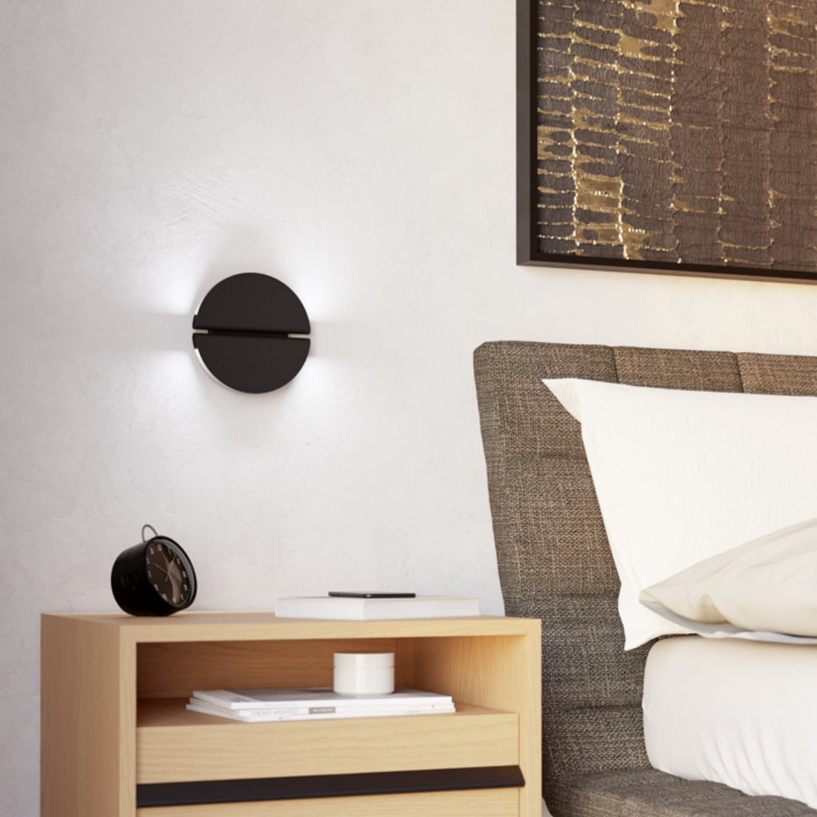 EGLO LED wandlamp PIANOSA, zwart, Ø 18 cm, IP44, CCT