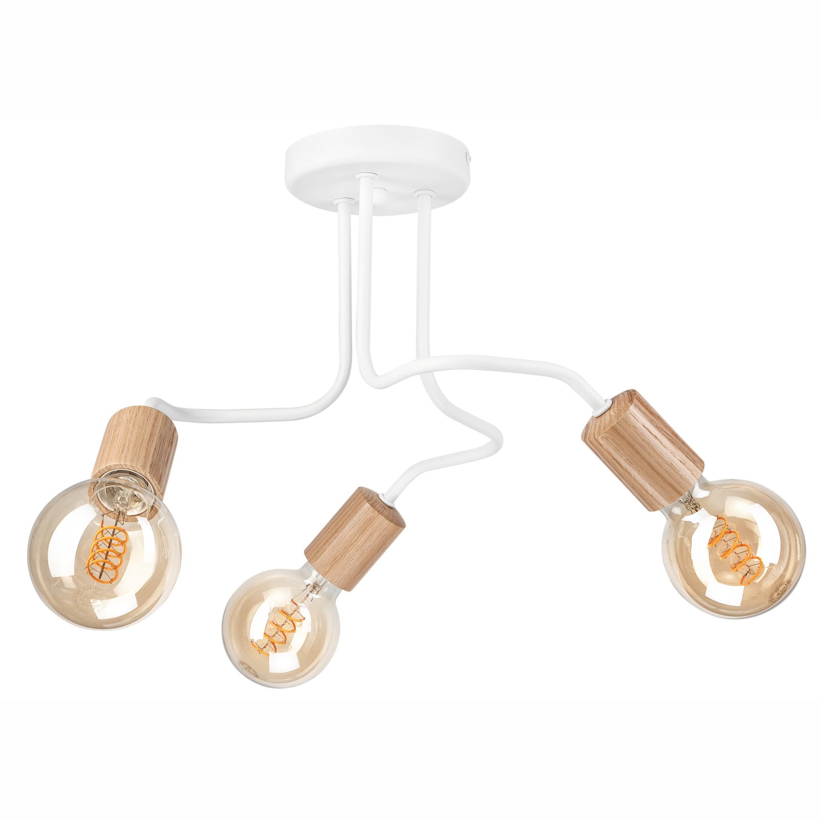 Envostar Joiy plafondlamp 3-lamps verdeeld wit/hout