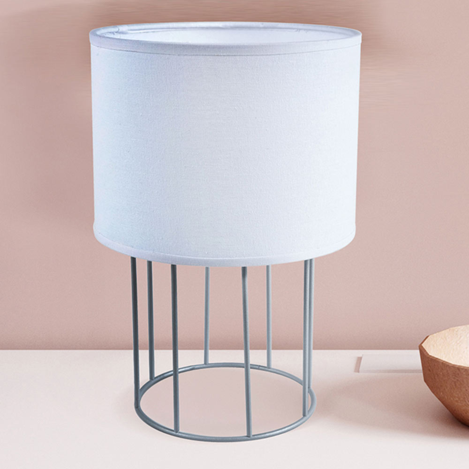 DUOLLA Carla S table lamp, white, for Living / Dining Room, cotton fabric, metal, E14, 40 W, energy efficiency: A++, H: 25 cm