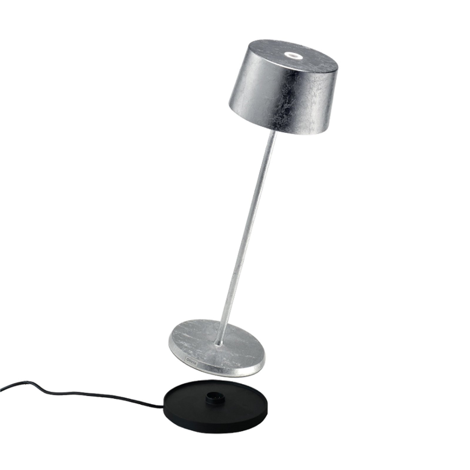 Zafferano Olivia 3K dobíjacia stolová lampa strieborná