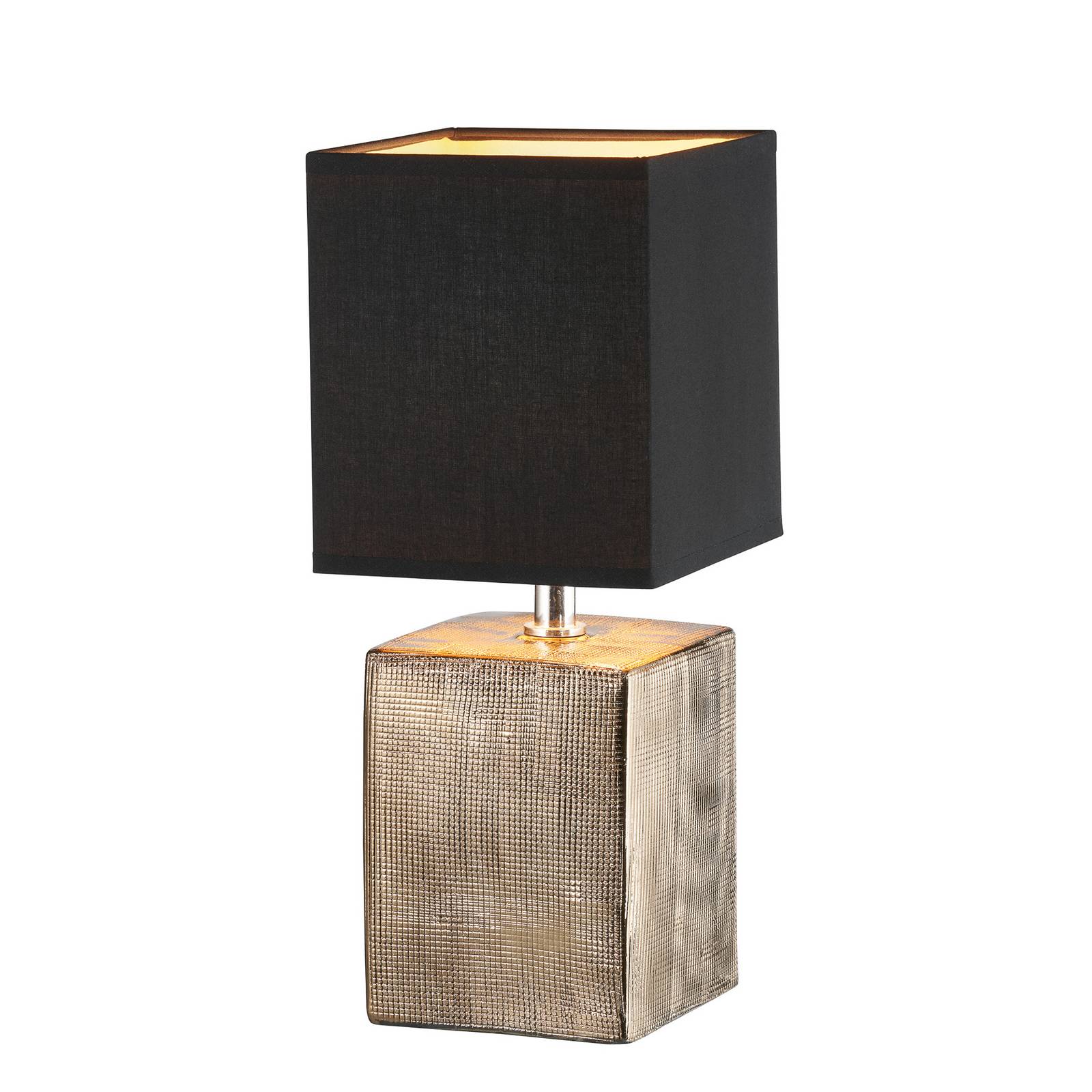 Tischlampe Ouro, schwarz/bronze antik, 35 cm, Textil/Keramik