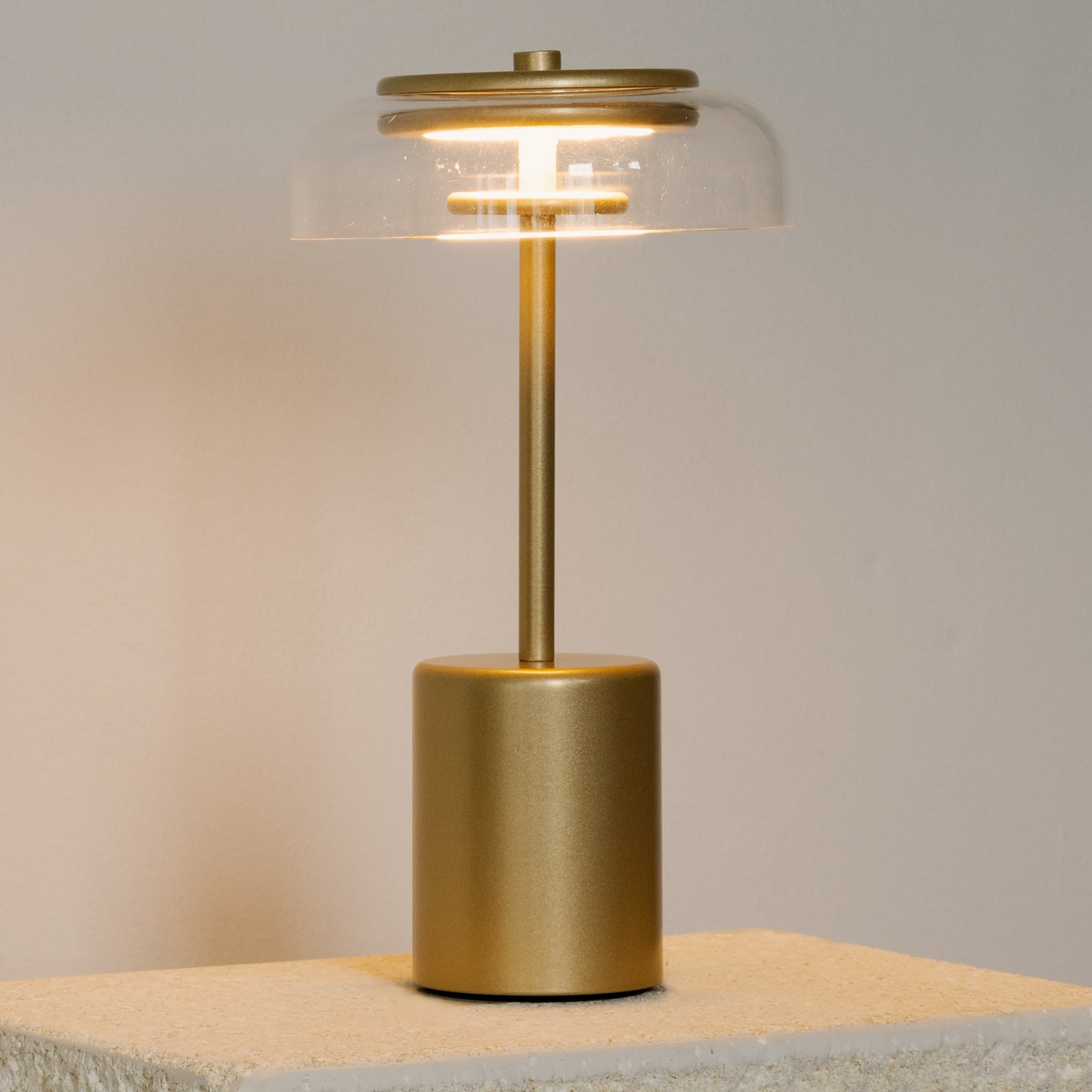 Blossi Portable Table Lamp Mini Nordic Gold/Clear - Nuura