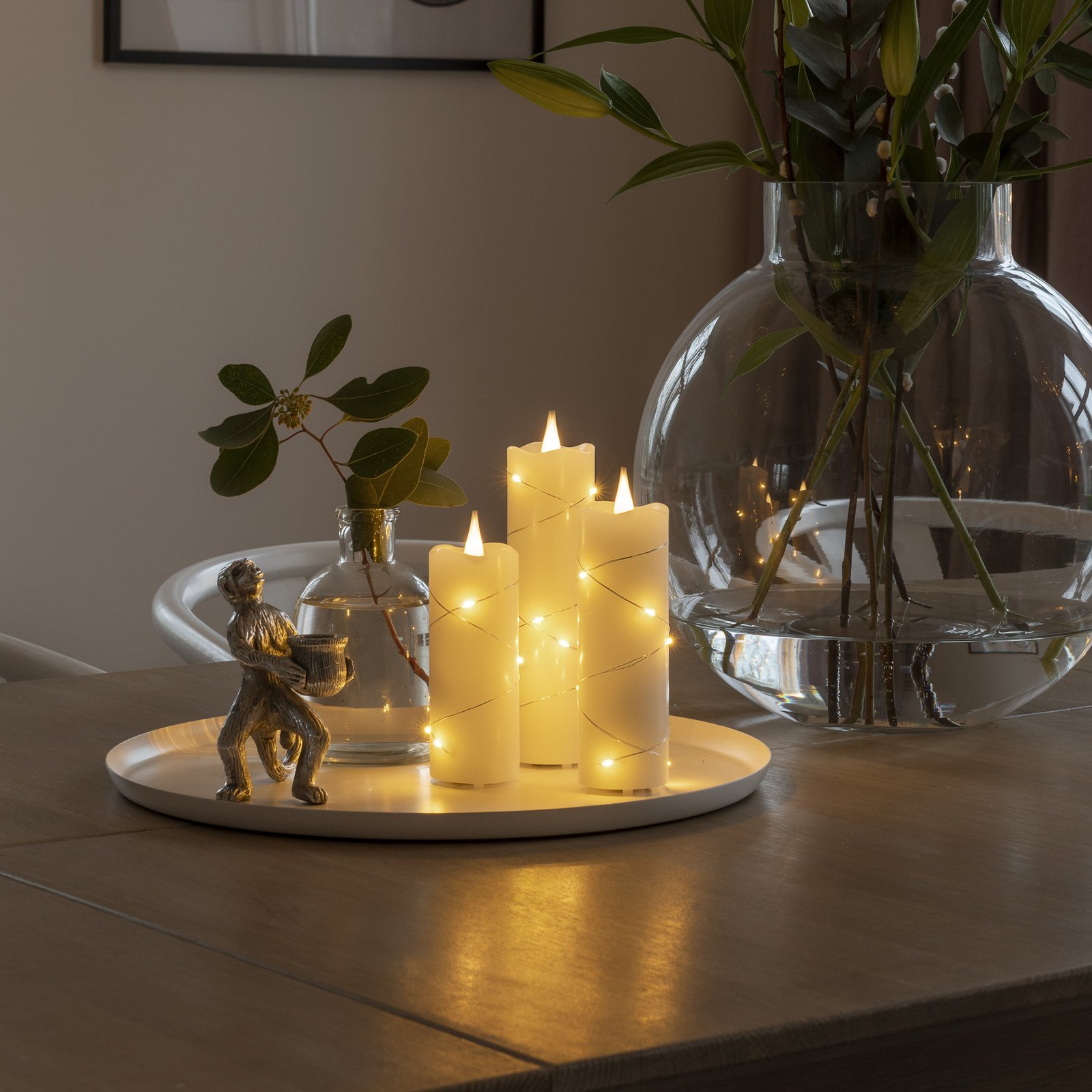 LED wax candle cream luminous colour amber 15.2 cm