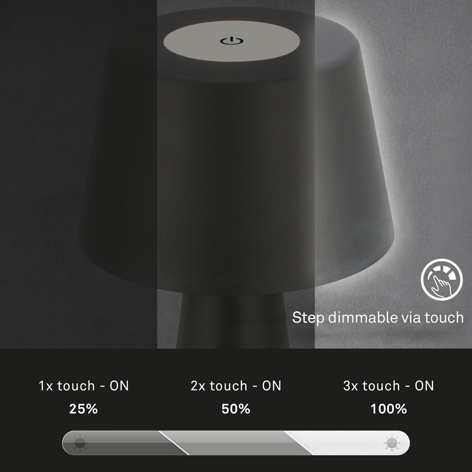 LED-bordslampa Kihi laddningsbart batteri, svart