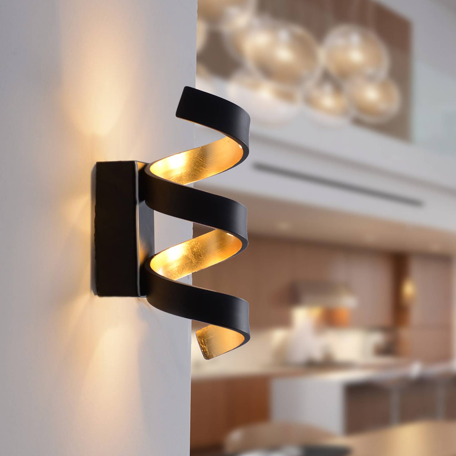Eco-Light Applique a LED Helix, nero-oro, 26 cm