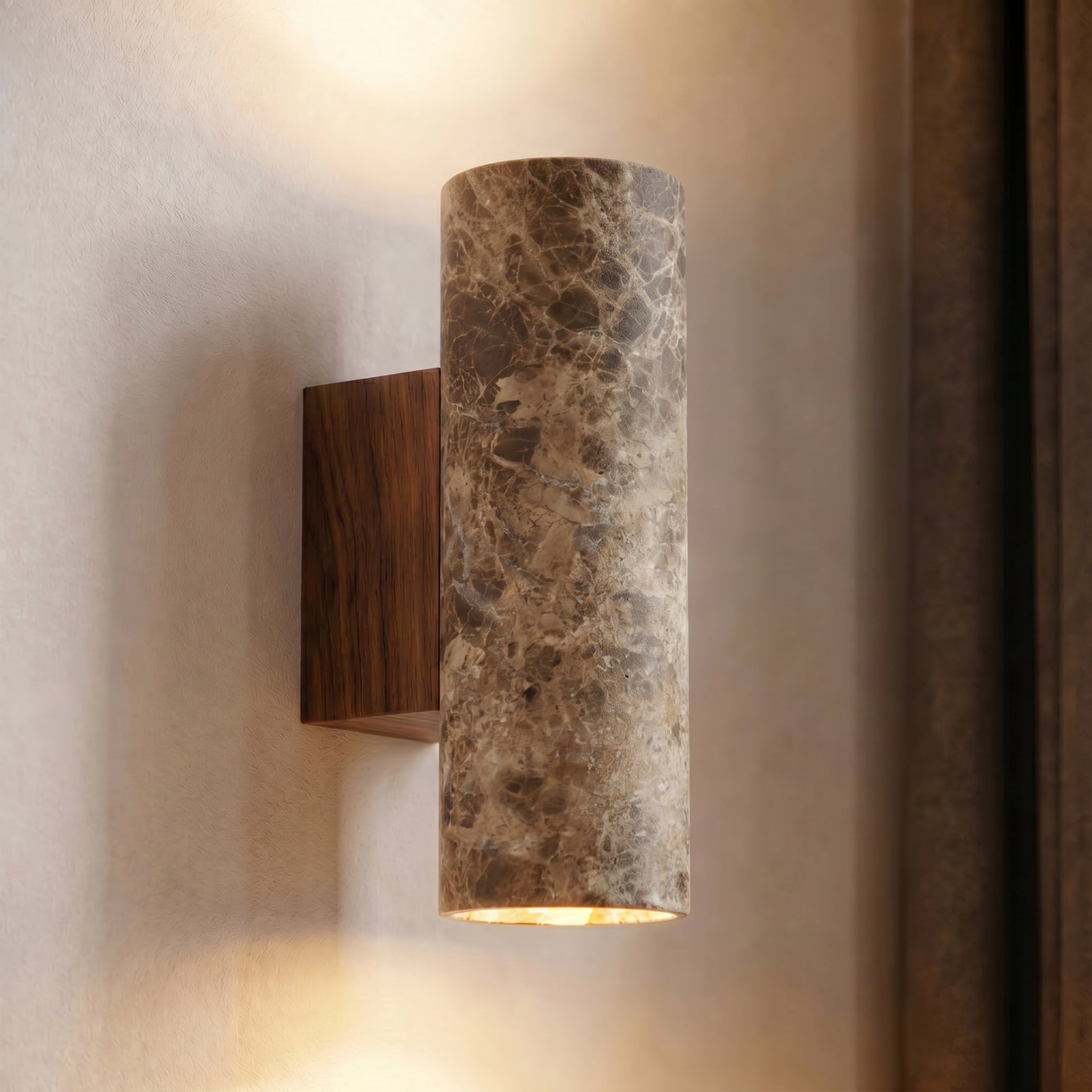 Tavira wall lamp, marbled brown, up/down, GU10 - Lucande Tavira wall lamp, marbled brown, up/down, GU10 - Lucande