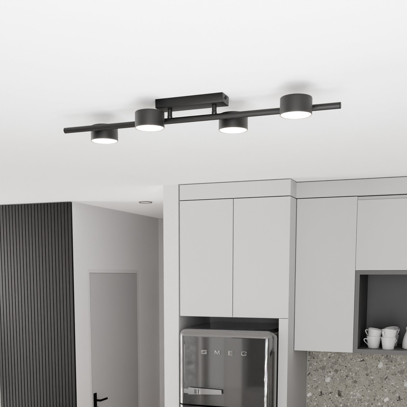 Deckenstrahler Bet, Länge 80 cm, schwarz, Metall, 4-flg.