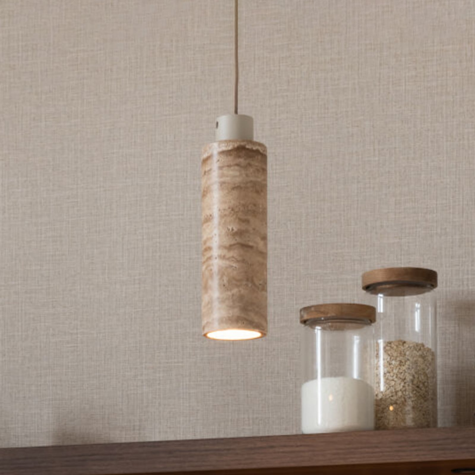 IT'S ABOUT ROMI Tivoli hanging light, sand, travertine, GU10