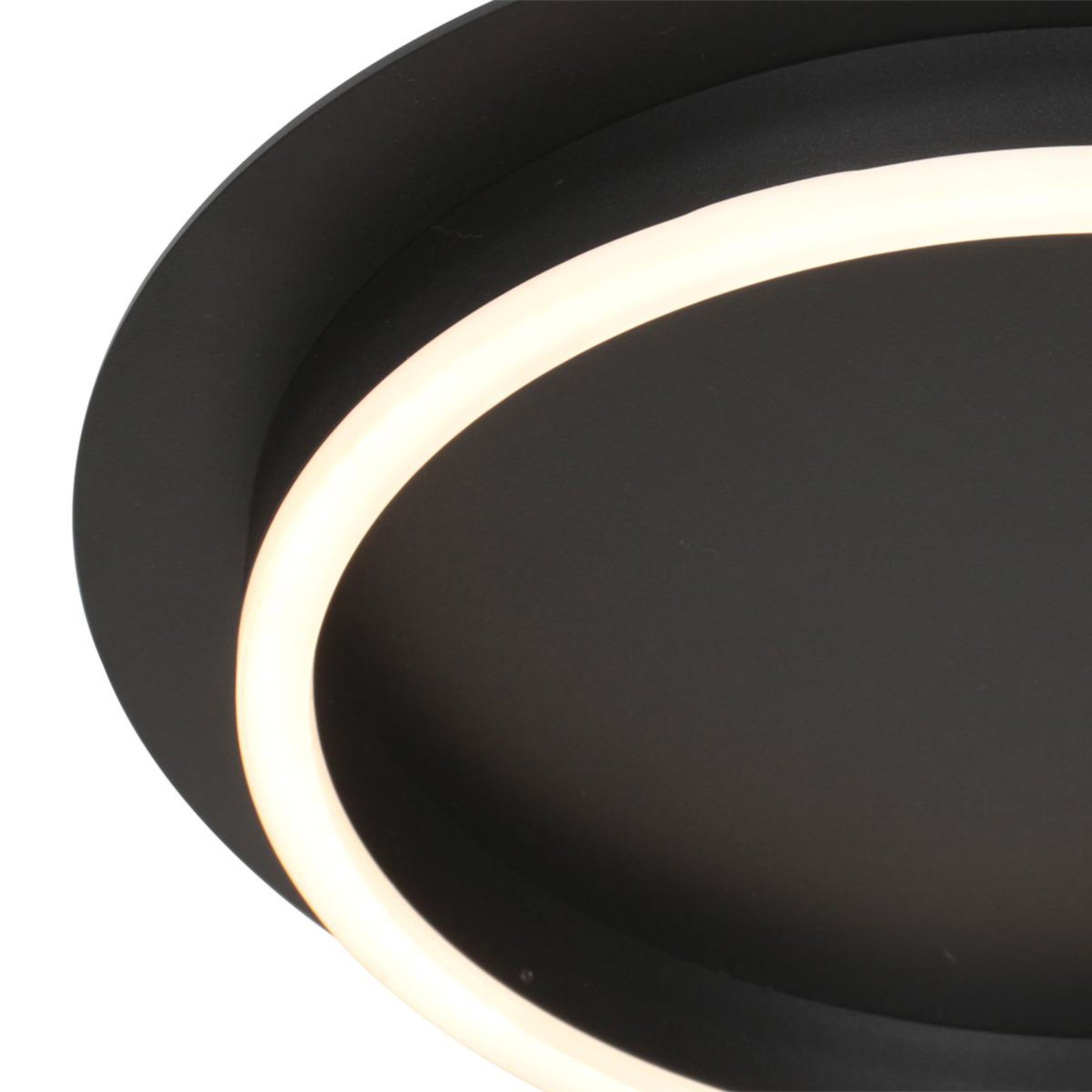 Plafonnier LED Ringlux, noir, Ø 32 cm, métal