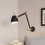Lucande Nordin Wandlampe schwarz/gold, ausziehbar