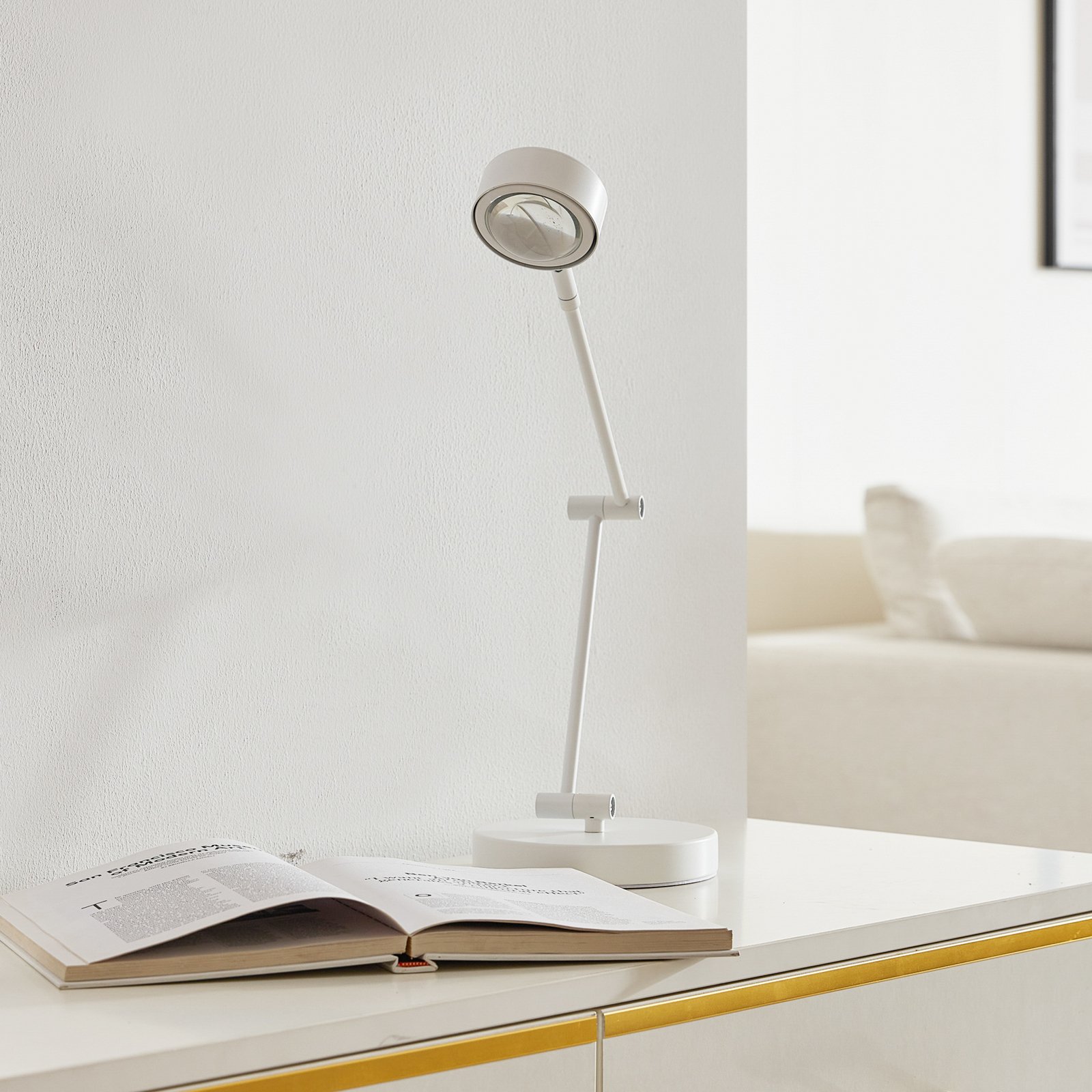 Lampada da tavolo Lindby Jyla, 36 cm, bianco opaco, GX53, flessibile