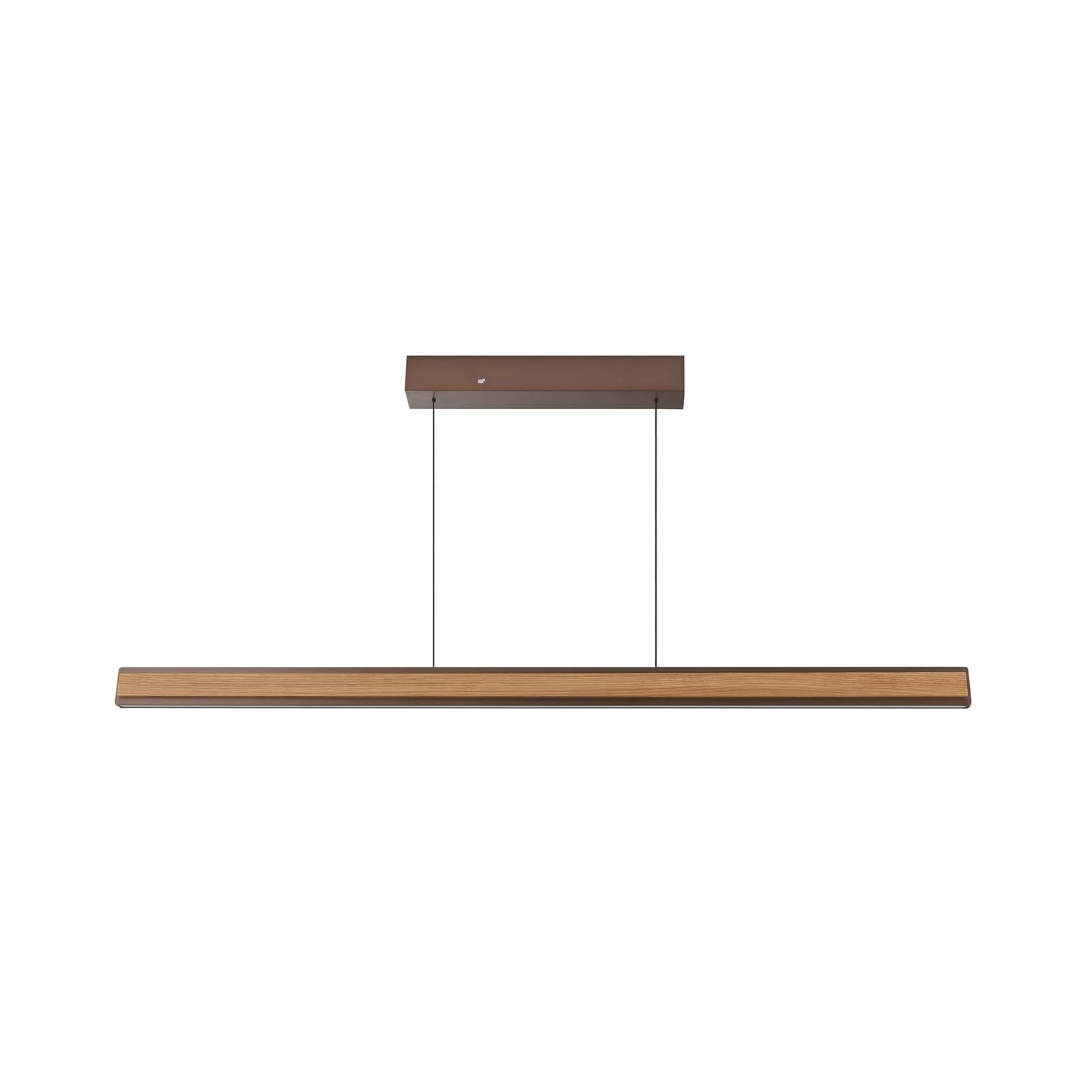 Żyrandol LED Arviso, dąb, długość 127 cm, ściemniany.