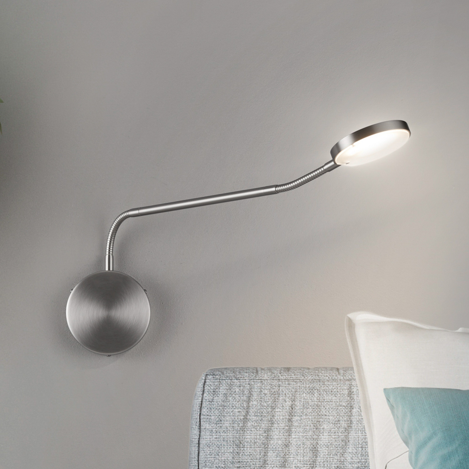 Knapstein Thea-W LED zidna lampa, upravljanje gestama, nikl završna obrada, izbočina od - Dnevni boravak/blagovaonica - Moderan - matt nickel - Metal