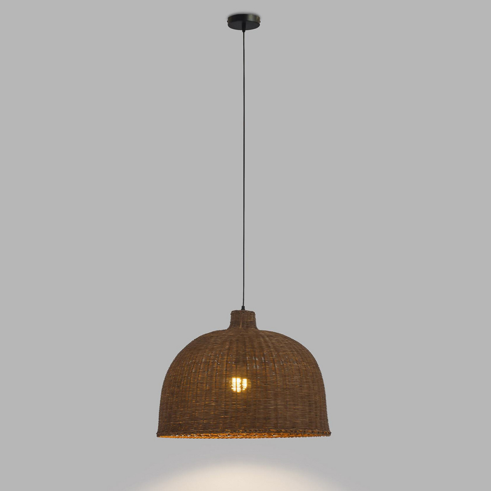 Lampă suspendată Forlight Cortic Ø 60 cm maro închis rattan - Camera de zi / sufragerie - maro închis negru - Lemn