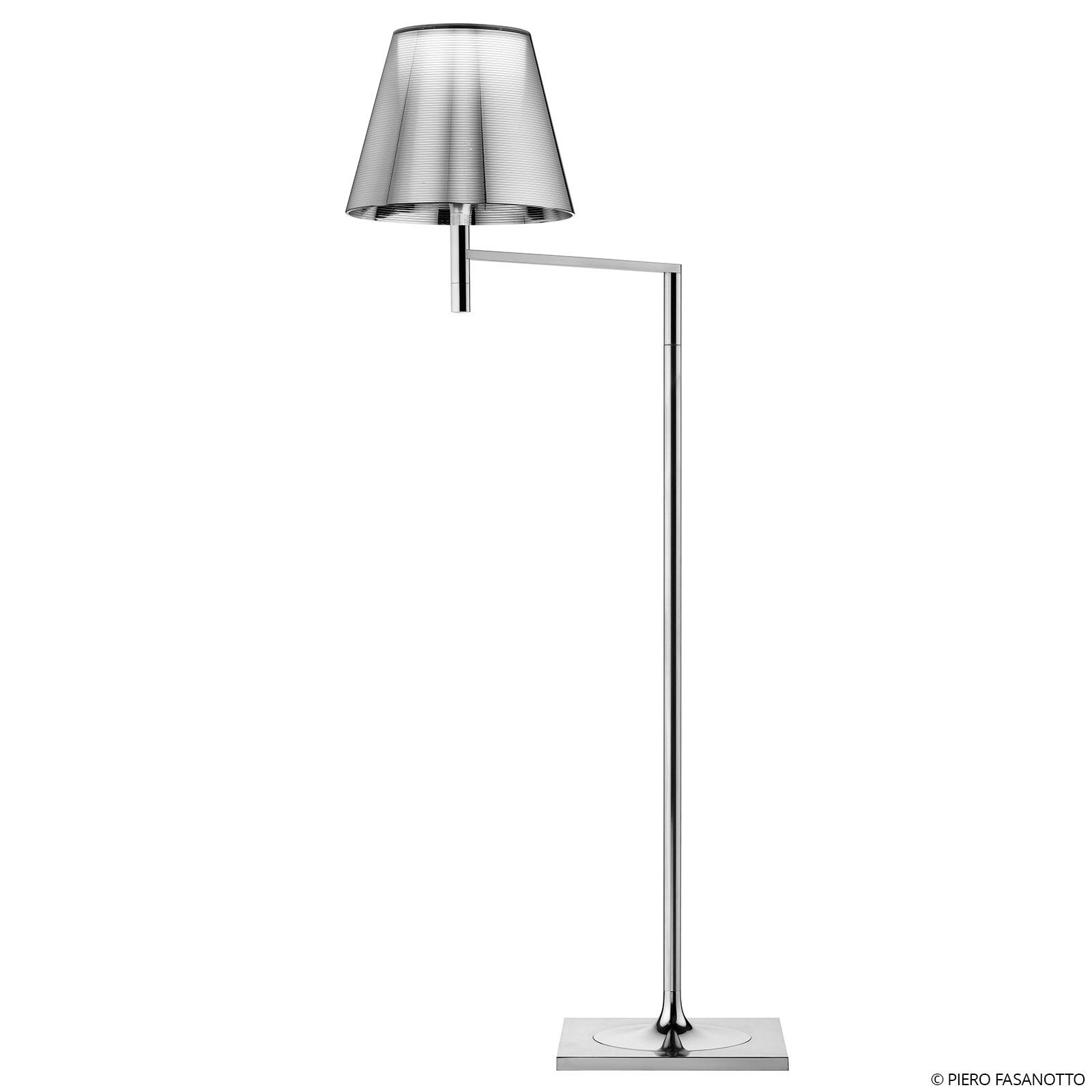 Flos FLOS KTribe F1 floor lamp, metallic silver, for Living / Dining Room, PMMA, polycarbonate, aluminium, E27, 100 W, energy efficiency: A++, H: 112 cm
