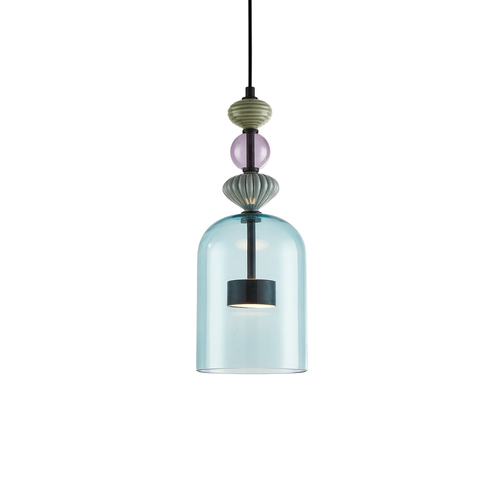 LED hanging light Arte, glass lampshade, blue, Ø 16 cm, 12 W