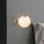 Wall light 7141-Antique, gold-coloured antique, opal glass Ø 10 cm