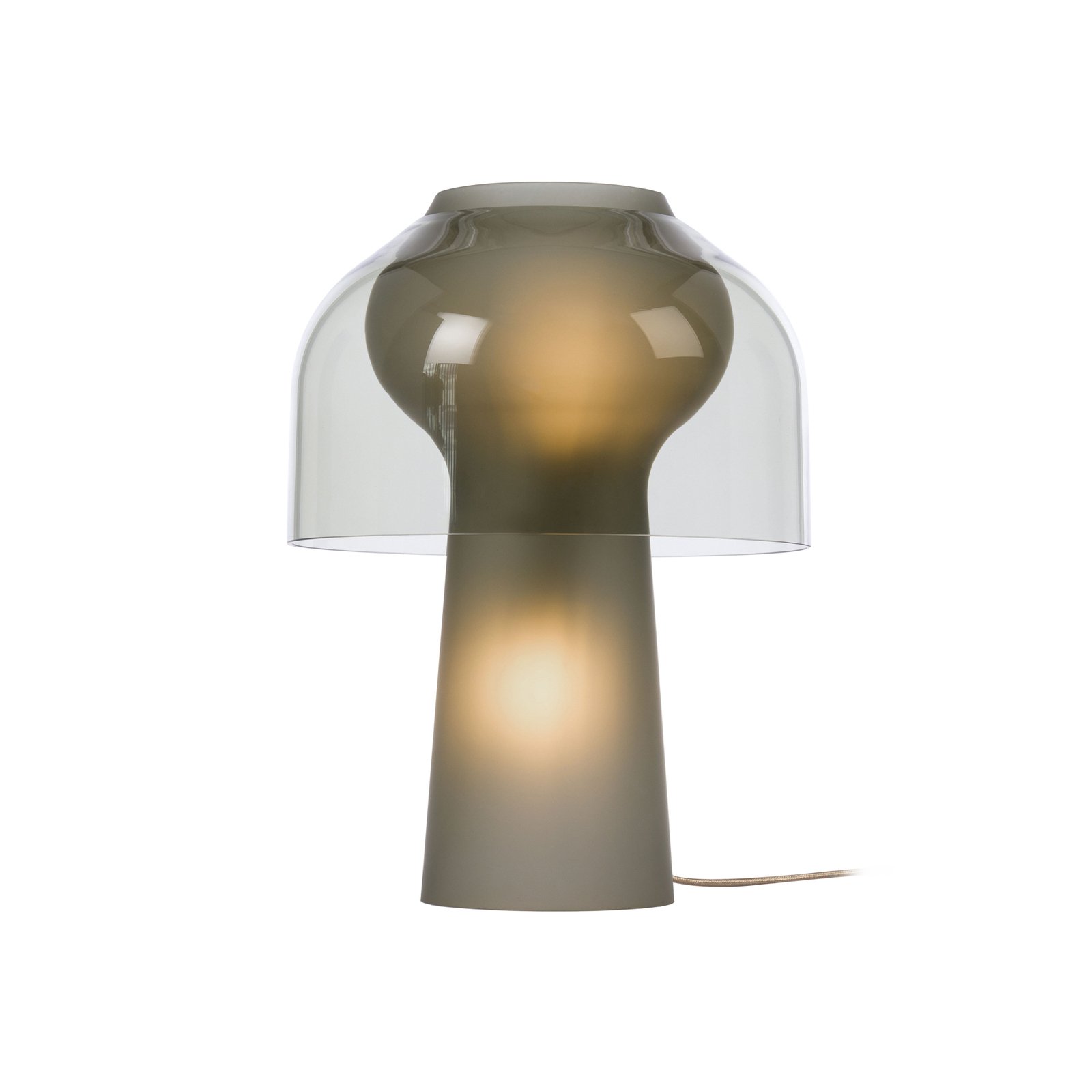 Karman table lamp Lilly, smoke grey, height 48 cm, glass