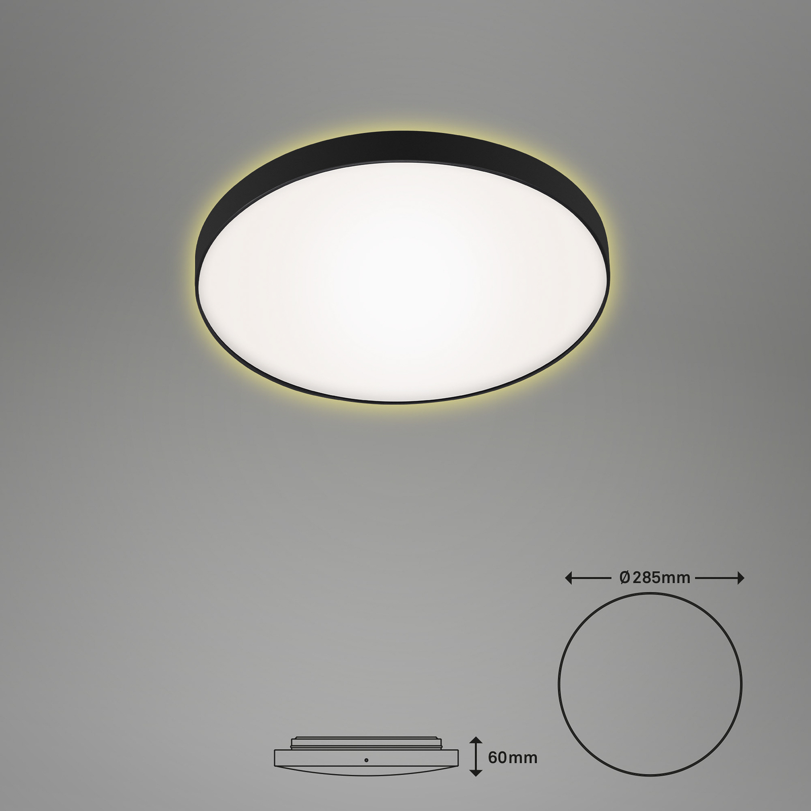Stropní svítidlo LED Flet s podsvícením, Ø 28,5 cm