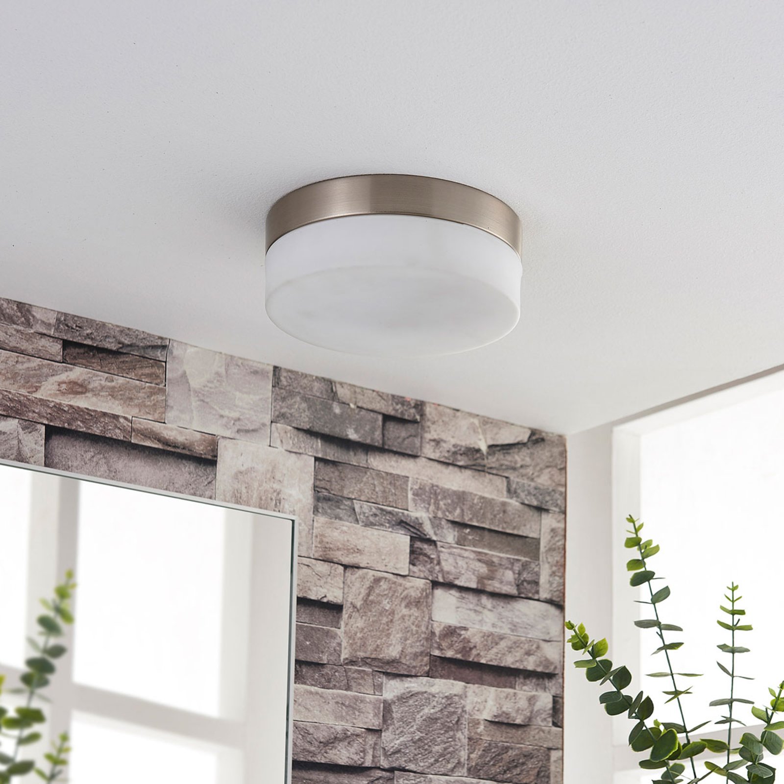 Amilia Plafondlamp Ø18 Opal/Nickel - Lindby