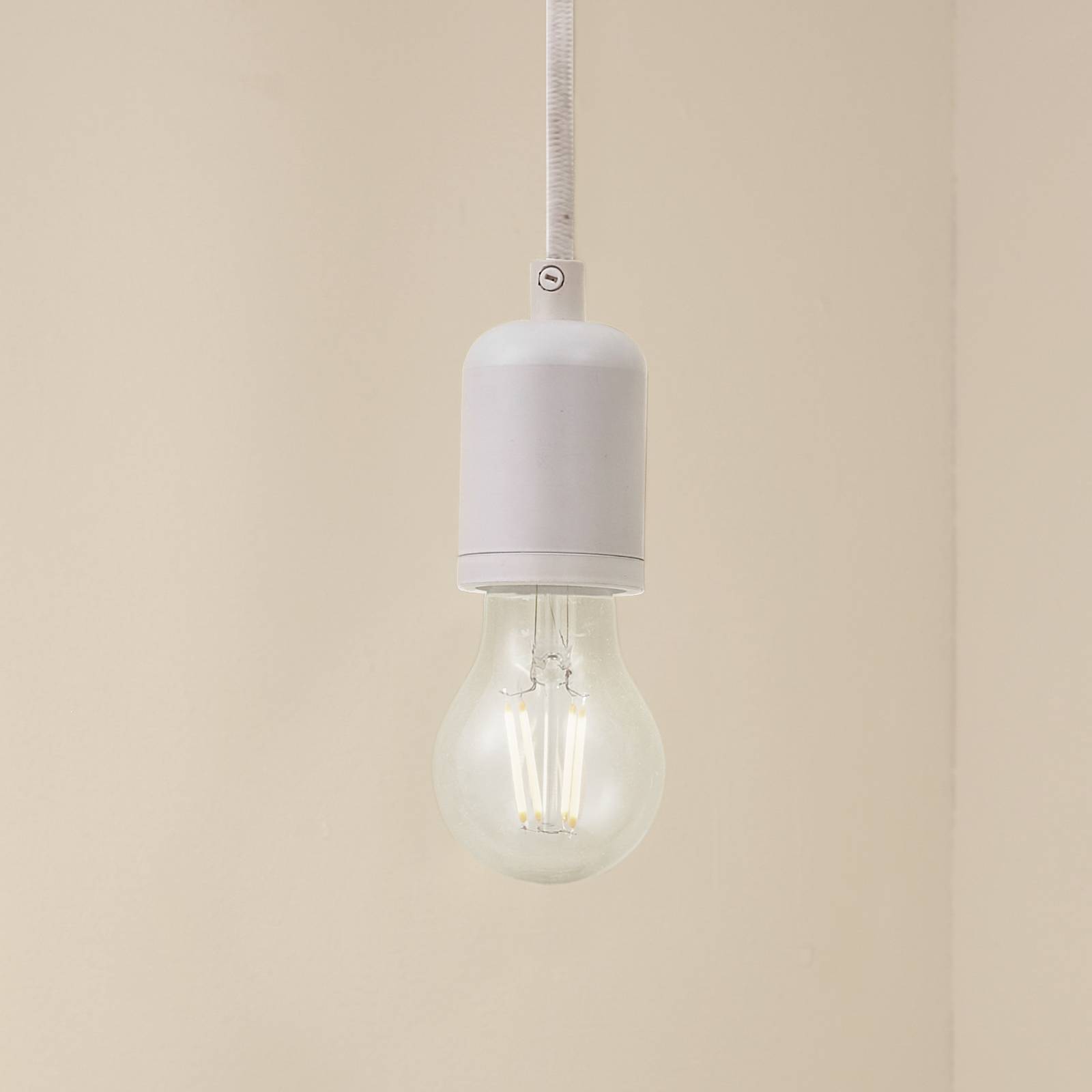 Lindby Pendelleuchte Hattie, weiß, Ø 4,7 cm, Metall, E27 günstig online kaufen