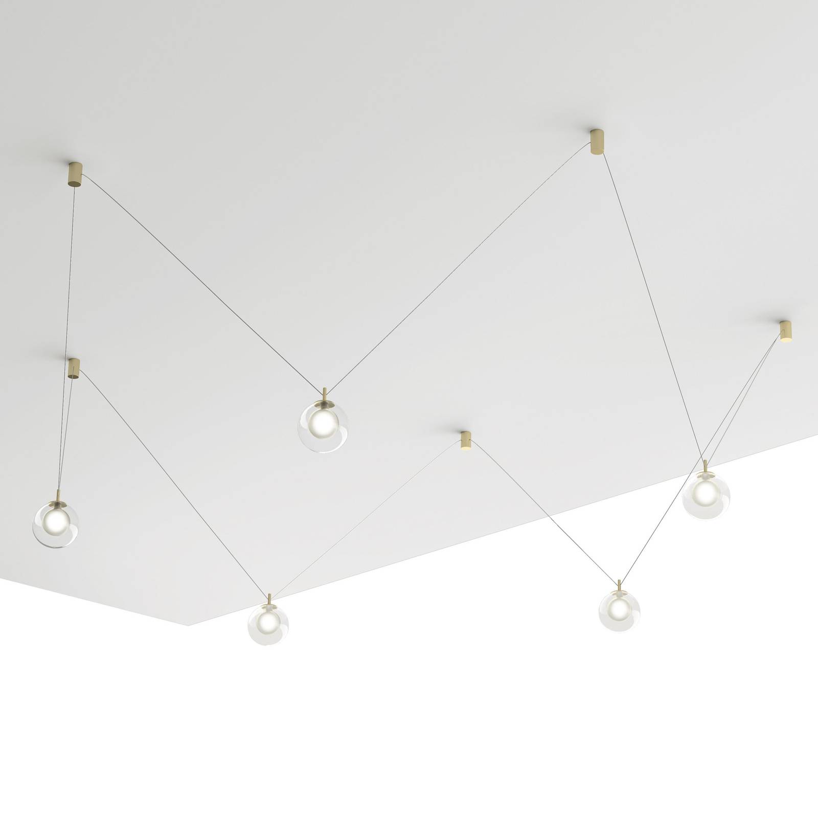 Lampa wisząca Aladino, 5-punktowa, przezroczysta/złota, szklana,