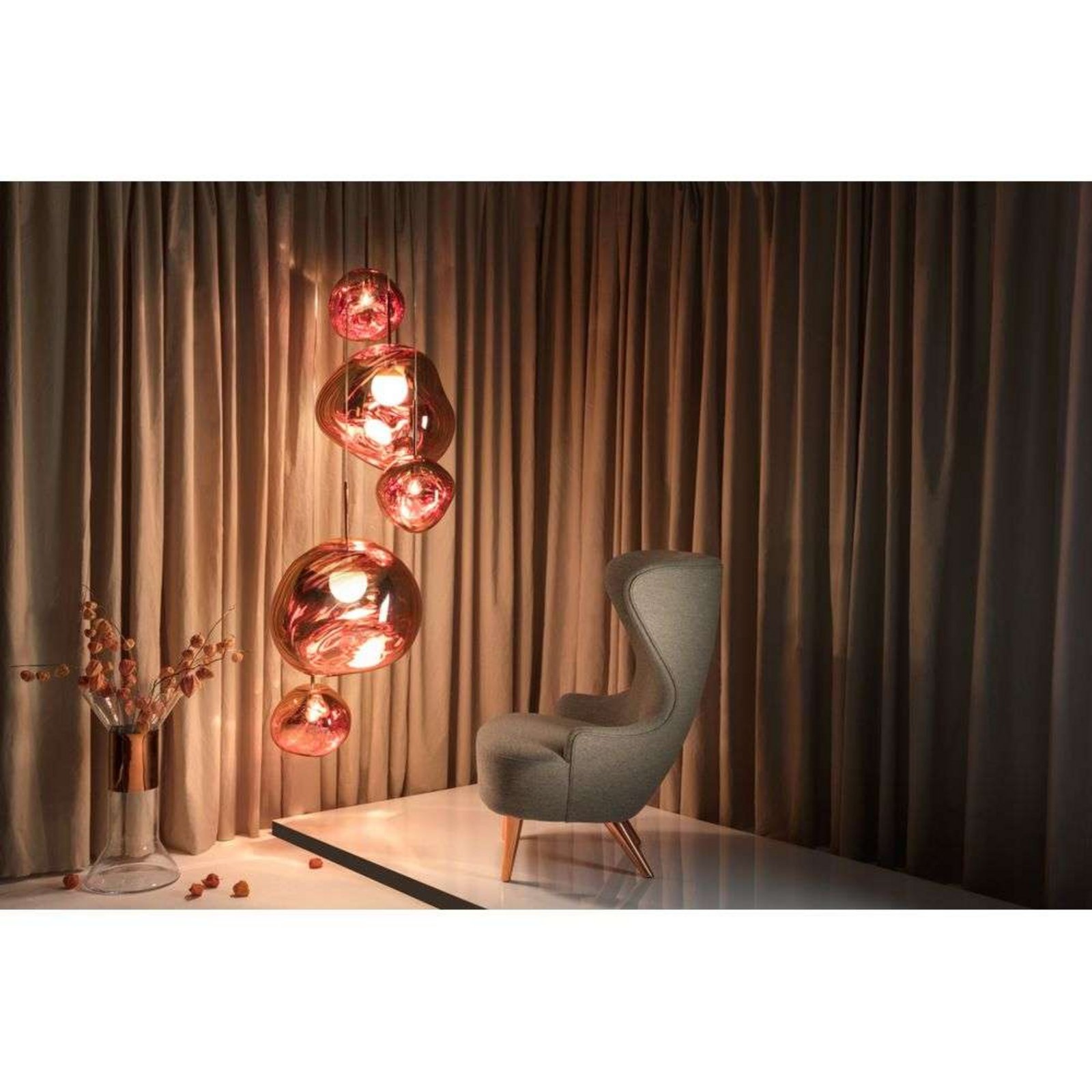 Melt Round LED Candeeiro Suspenso Large Gold - Tom Dixon