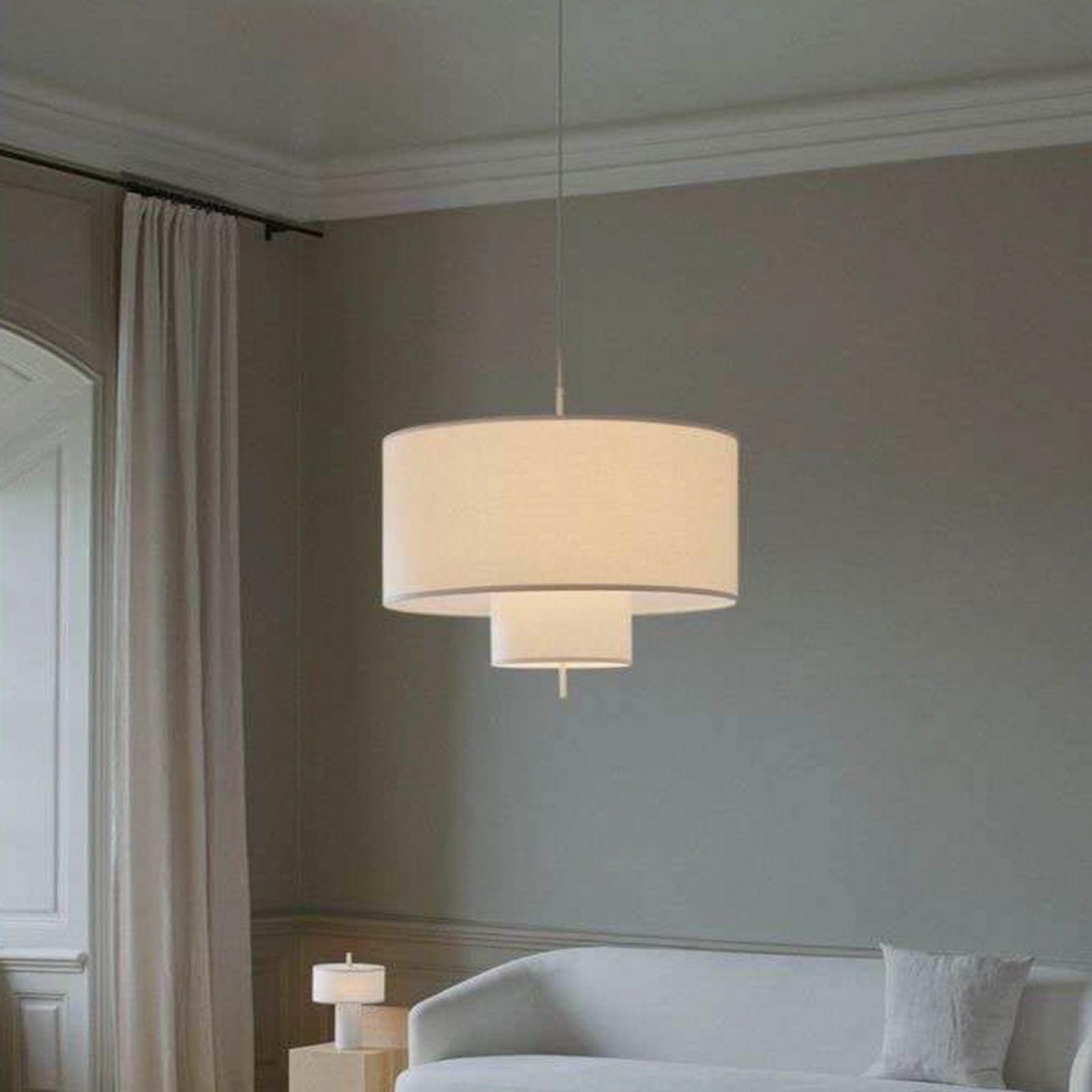 Margin Pendant Light Ø90 White Canvas - New Works