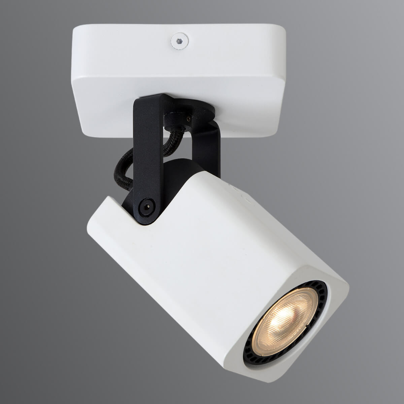 Lucide White LED spotlight Roax, GU10, for Living / Dining Room, metal, GU10, 5 W, energy efficiency: A+, L: 8 cm, W: 8 cm, H: 16 cm