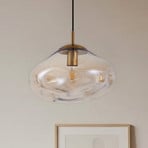 Lindby Lelia pendant light, amber, glass, Ø 35 cm