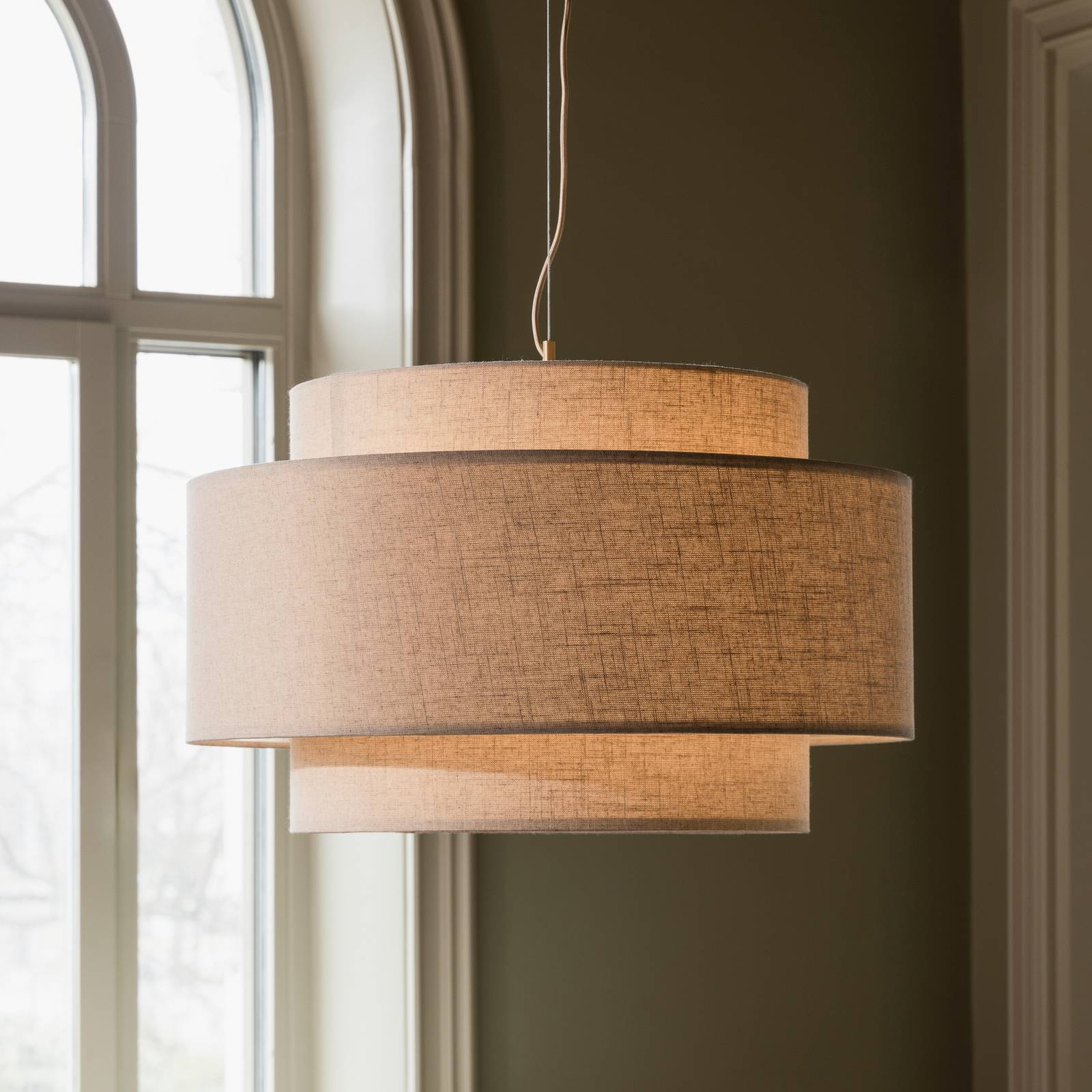 Żyrandol Globen Lighting Noah Bouclé, Ø 70 cm, beżowa