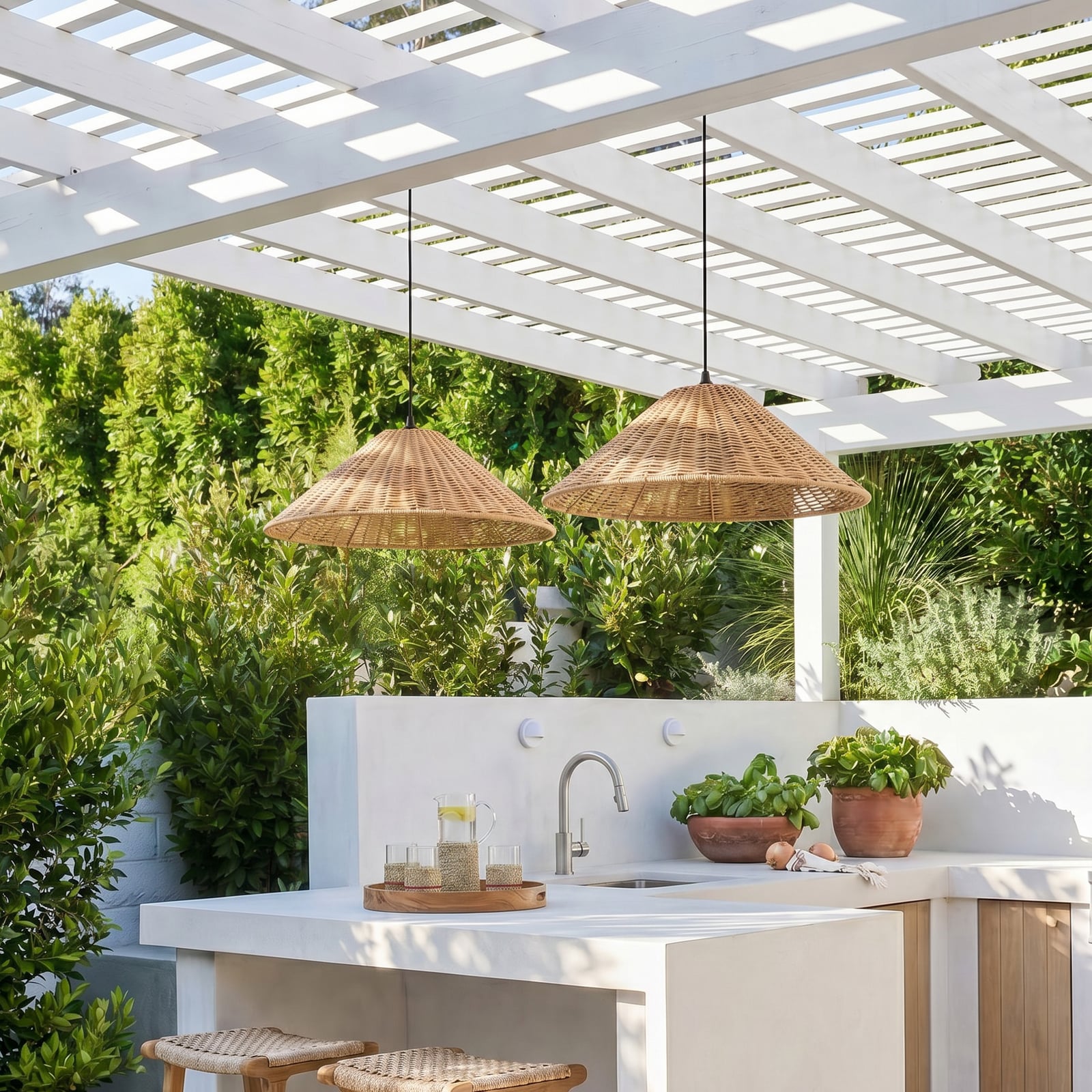 Lucande Taniola outdoor hanging light, 1-bulb, conical, Ø 60 cm
