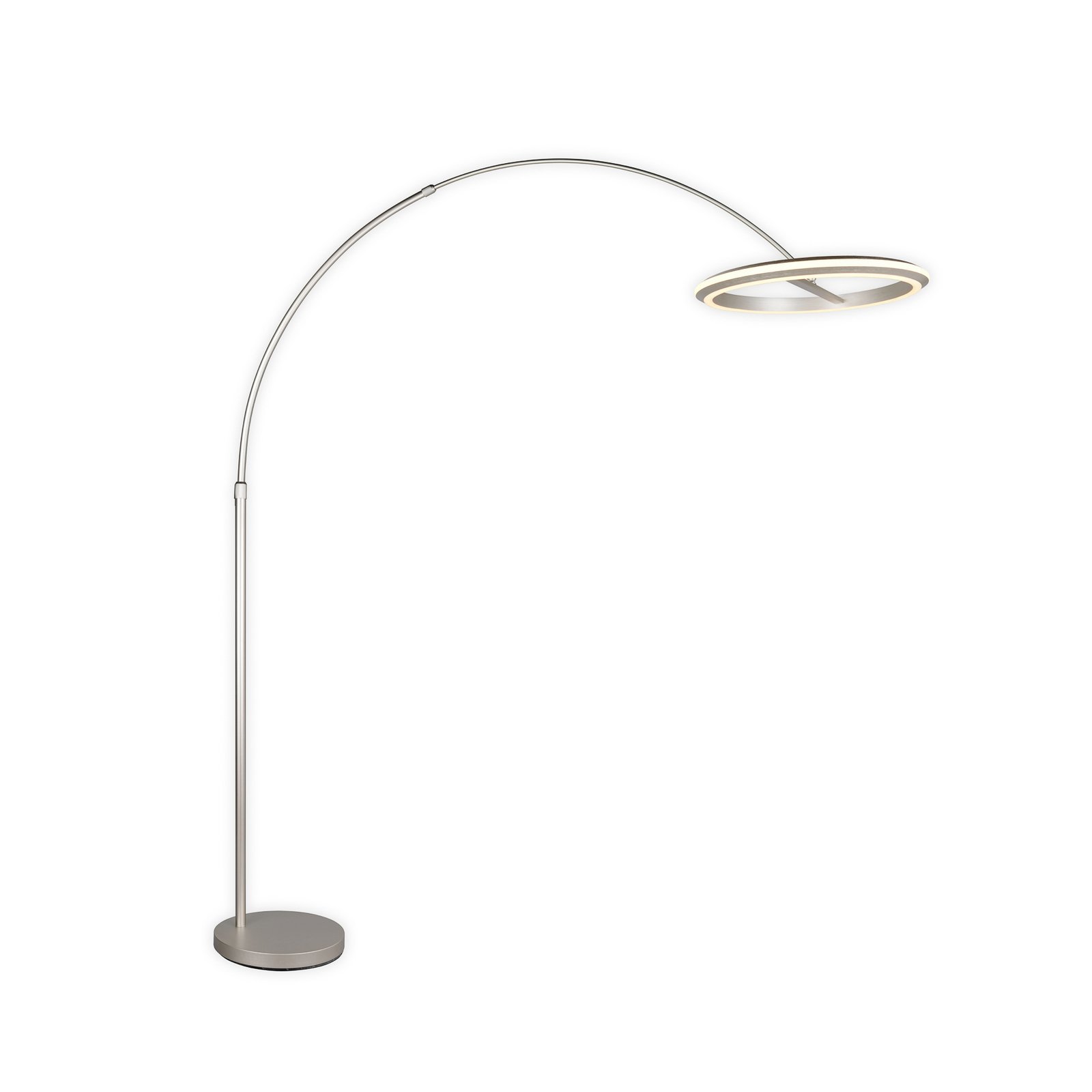 Lampadaire LED Amador, couleur nickel, hauteur 205 cm Métal