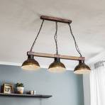 Hakon hanging light 3-bulb rust brown/natural wood