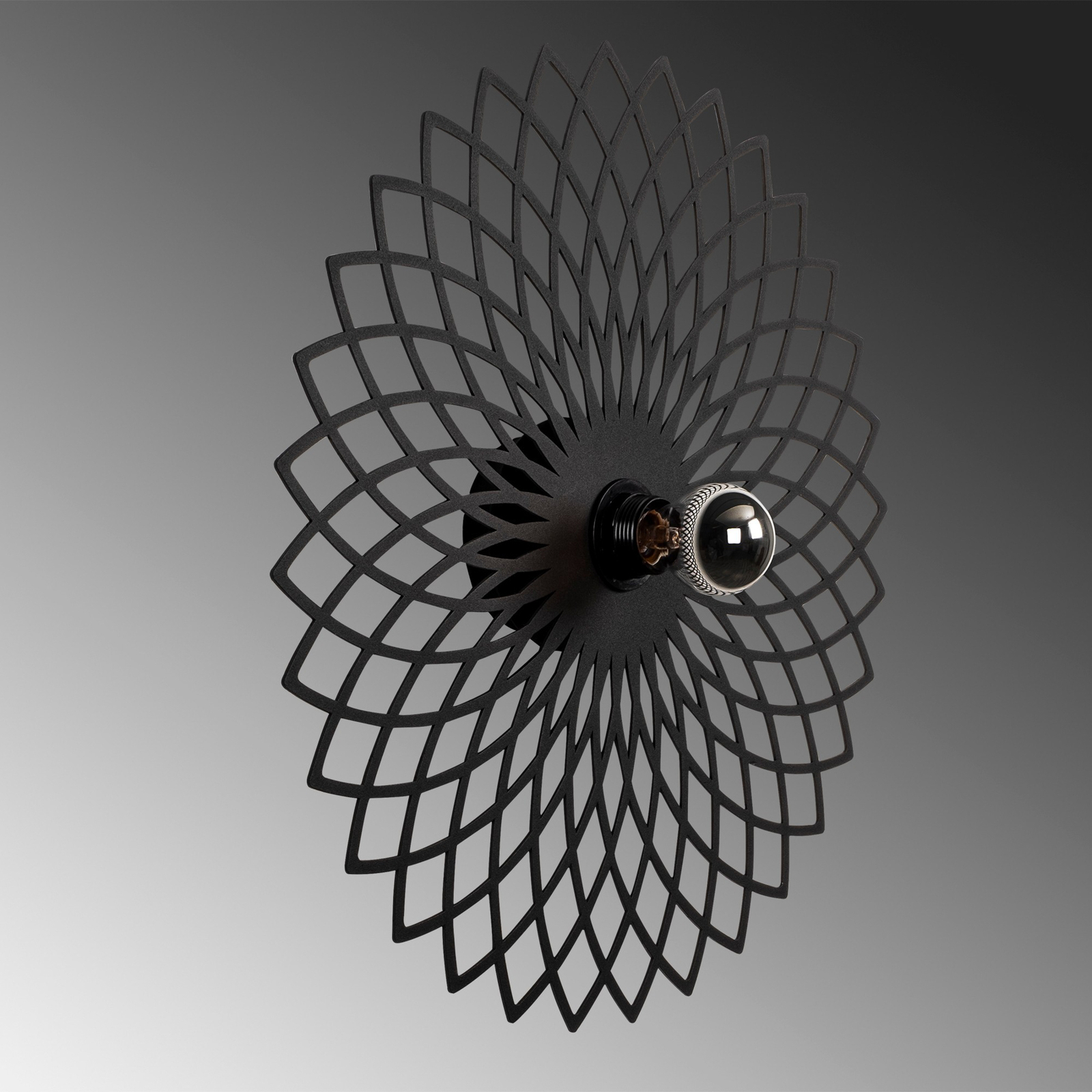 Vägglampa Fellini MR-987 hålmönster Ø 50 cm svart