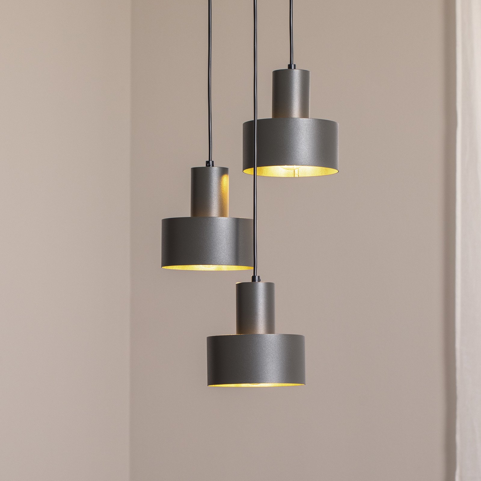 SIGMA Lampă suspendată Rif 3 verde măslin rotundă 3 becuri Ø 33 cm - Camera de zi / sufragerie - Modern - Metal