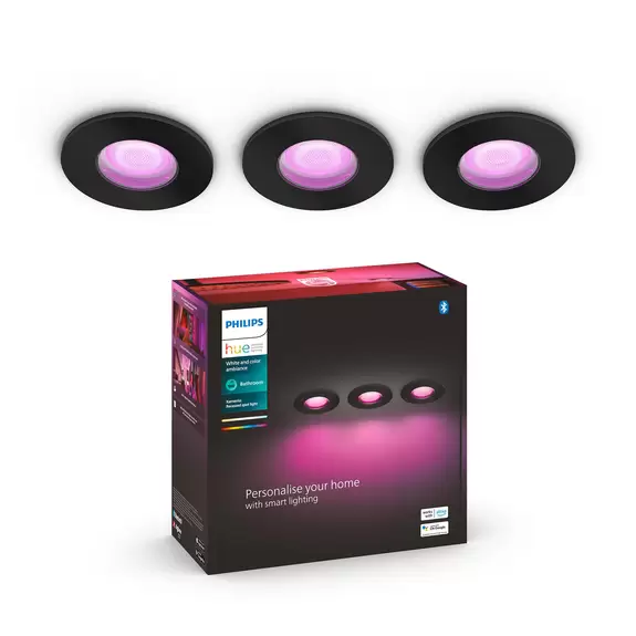 Lampenwelt Philips Hue Xamento Spot White&Color, 3er, schwarz