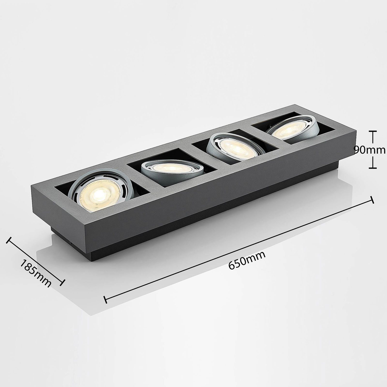 LED takspot Ronka, 4 lyskilder, lang, grå | Lampegiganten.no LED takspot Ronka, 4 lyskilder, lang, grå | Lampegiganten.no